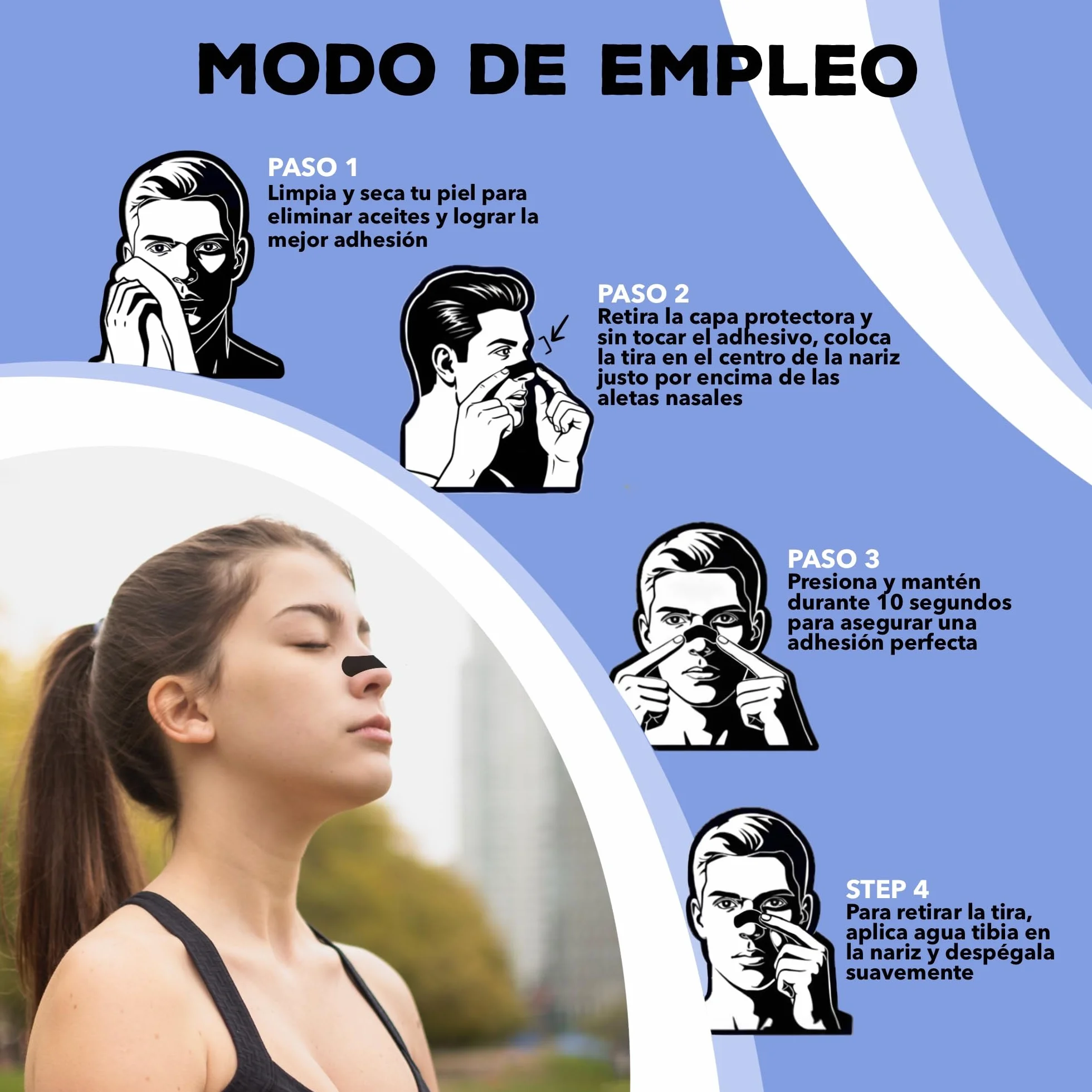 Tiras Nasales Antirronquidos para Dormir 60 Pack - Nasal Strips Respirar Mejor