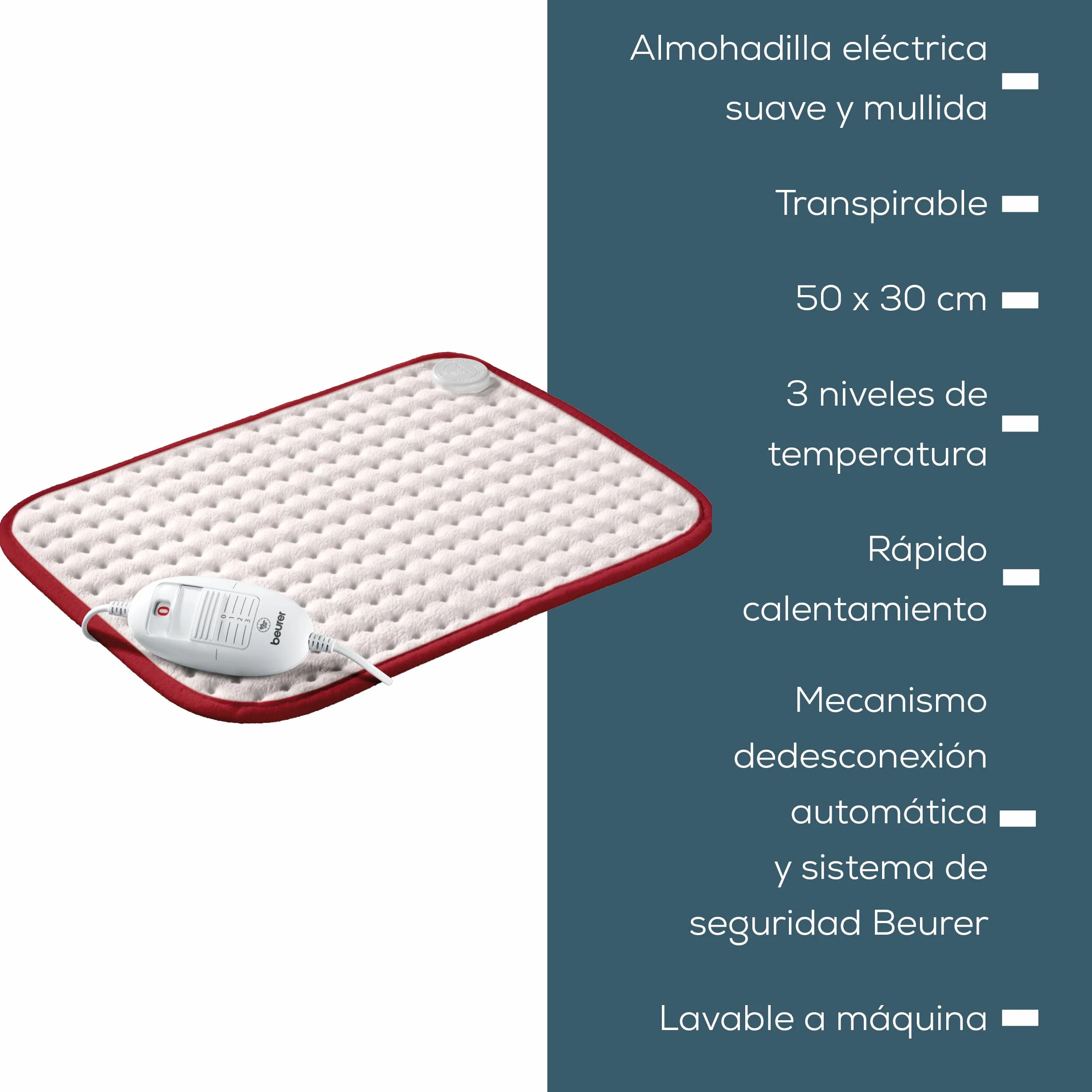 Beurer HK Comfort Almohadilla eléctrica esterilla térmica 44 x 33 cm 3 niveles apagado automático 90 min