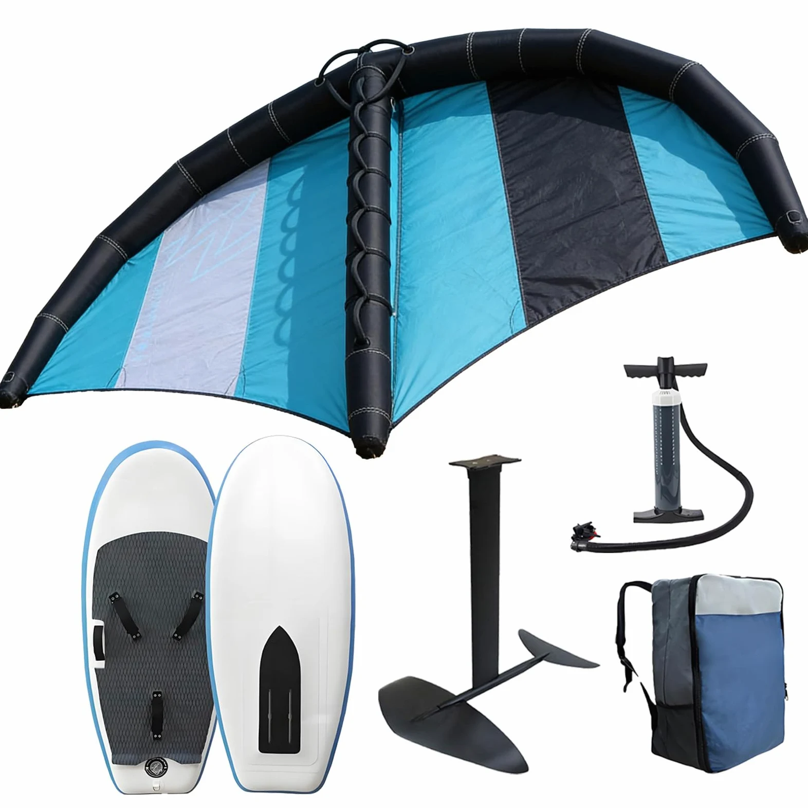 Combinación de Tabla hidroala Inflable y Wing Foil - 358x208 cm Wind Wingfoil, Kit Completo Listo para Usar para Deportes acuáticos, Kitesurf, Surf