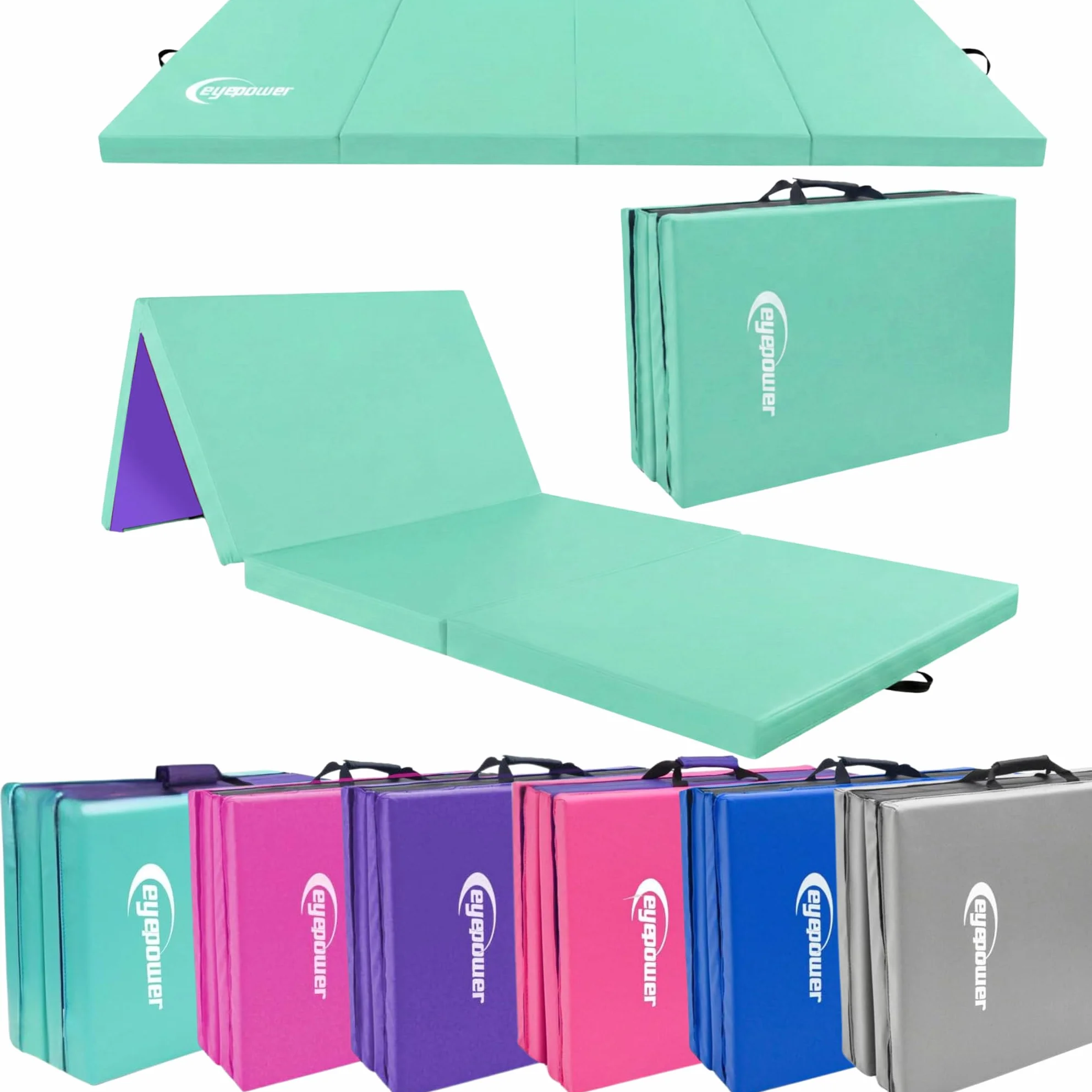 eyepower Colchoneta de Gimnasia Plegable Gruesa 180x60x5 cm - Esterilla Fitness para Rítmica y Artística - Infantil y para Casa - Superficie de Suelo Amortiguadora para Entrenamiento Interior