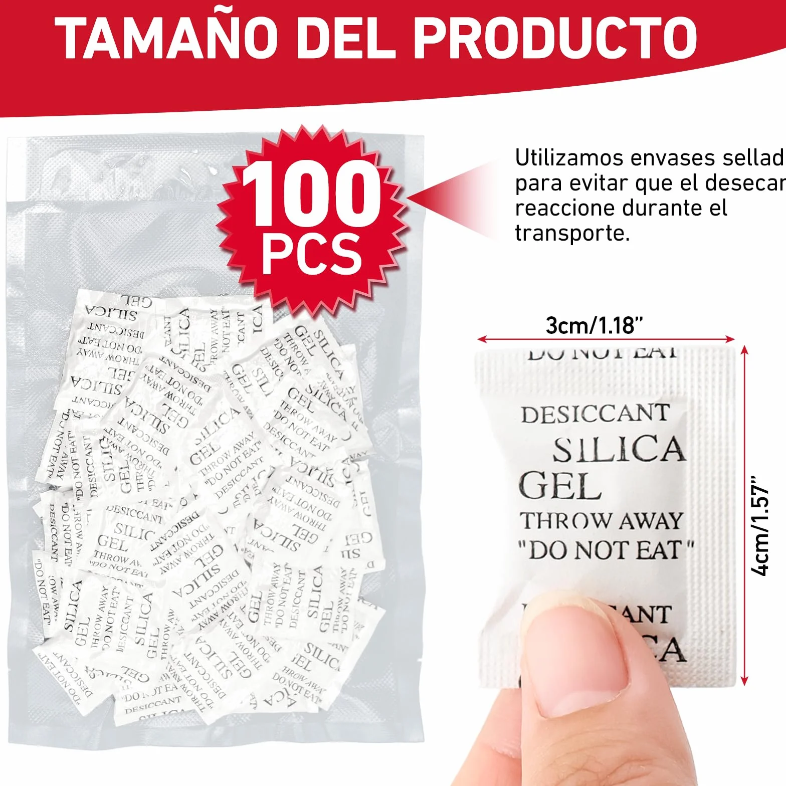 Bolsas de Gel de Silice XIANGLONGY 1g x 100 Pcs, Silica Gel Bolsitas para Cajones de Ropa y Zapateros