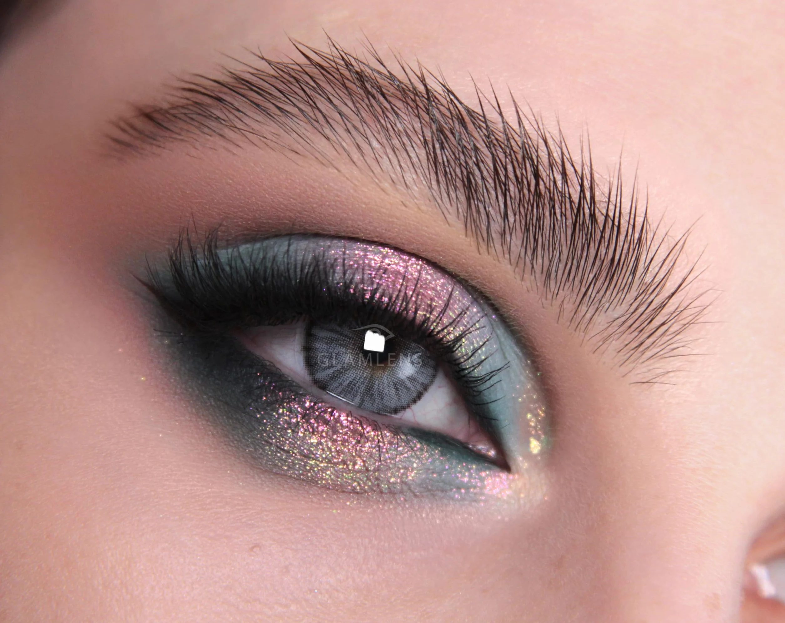 GLAMLENS lentillas de color gris Palma Gray 1 par 90 Días Sin Graduación hidrogel de silicona