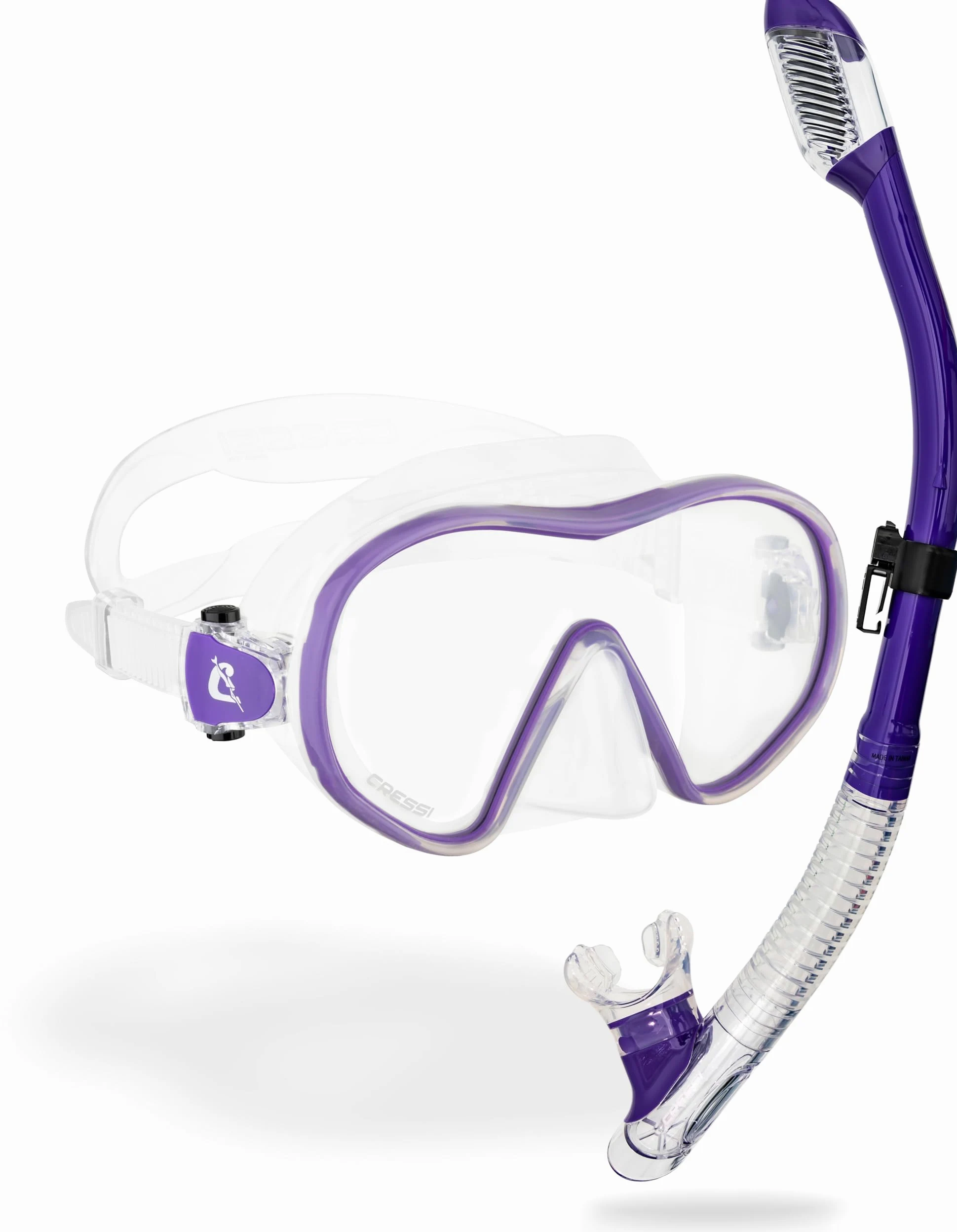 Cressi Máscara de Buceo sin Marco de Lente única y esnórquel seco para esnórquel, Buceo, F-Dual y Tao Dry: diseñado en Italia