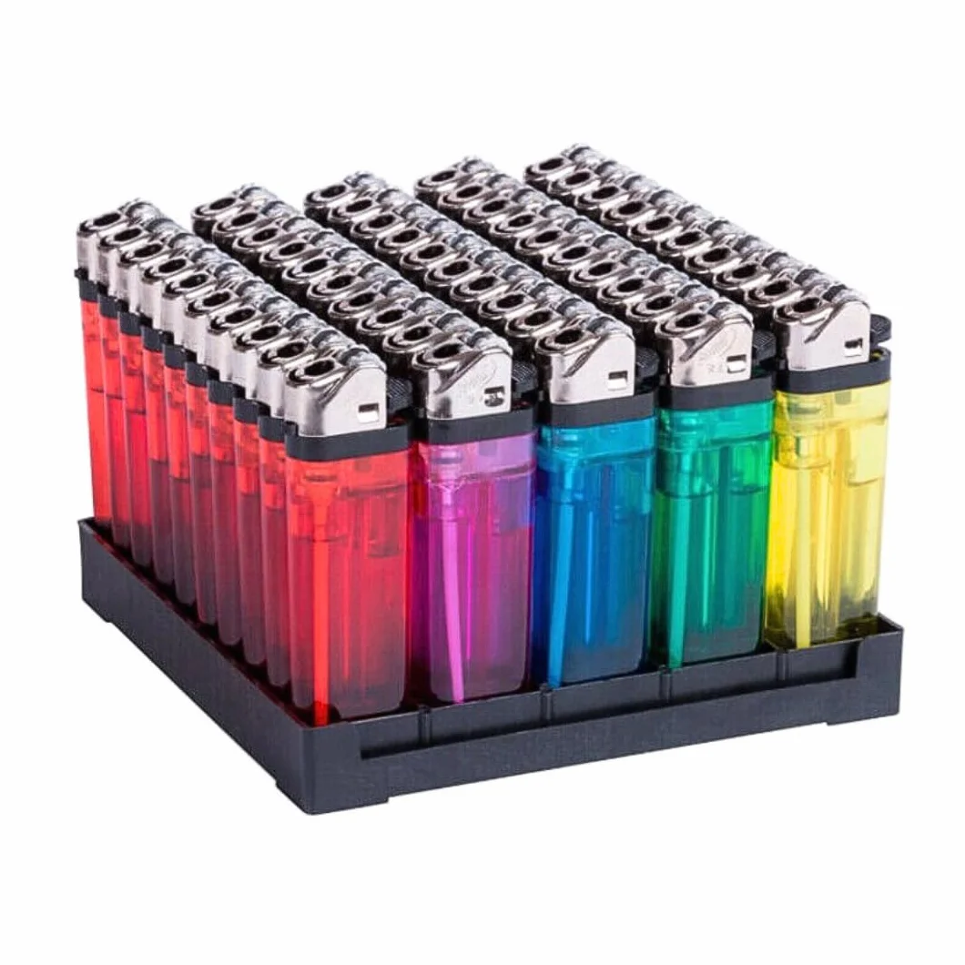 KROWN Pack de 50 Encendedores Desechables Transparentes de Plástico