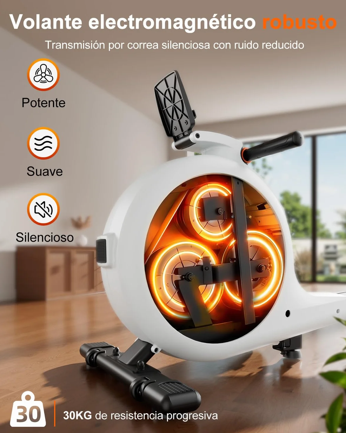 Superun Máquina de Remo magnética para casa, con 32 Niveles de Resistencia, aplicación de Control de Remo Profesional para casa con Pantalla LCD
