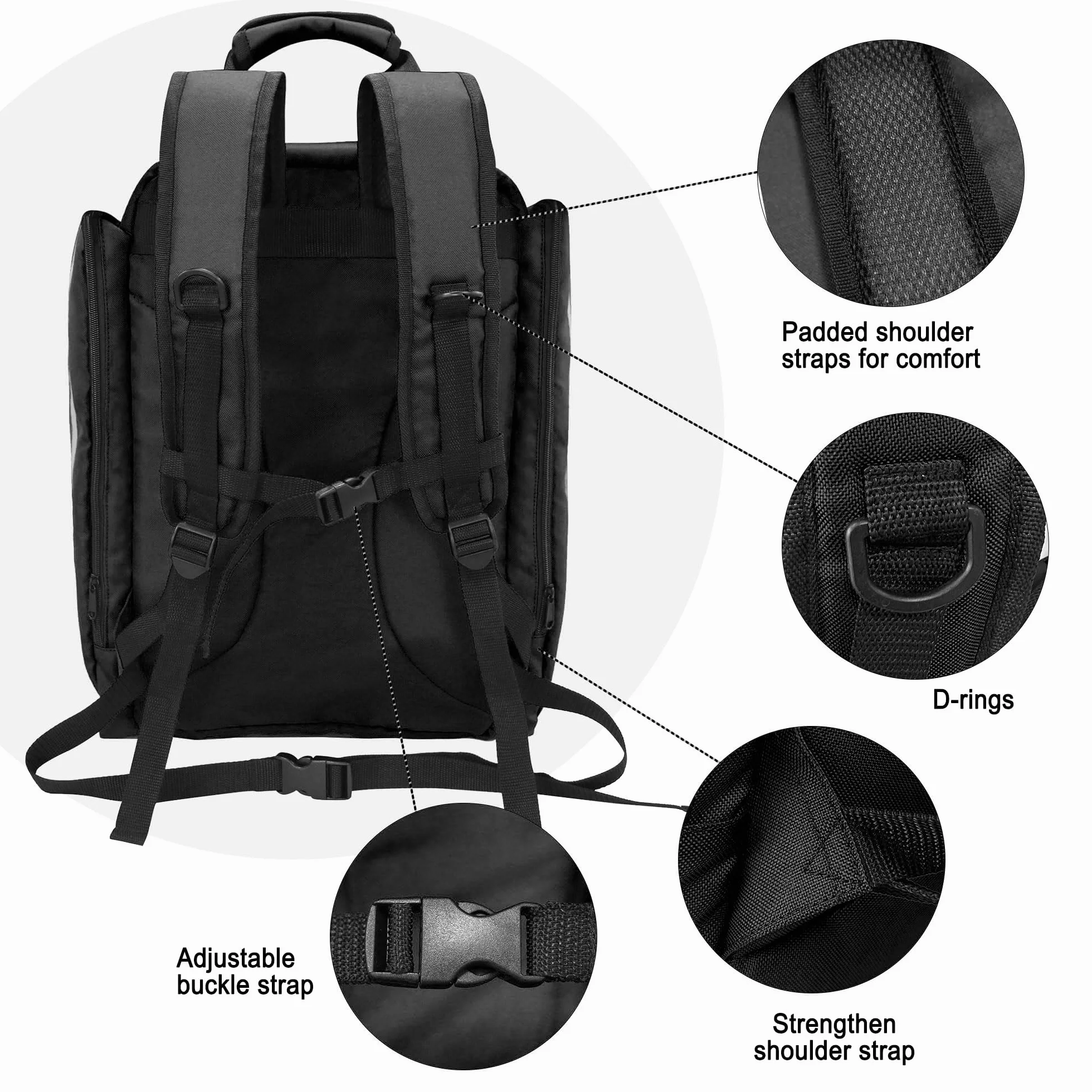 Mochila Profesional de Primeros Auxilios vacía, Bolsa médica táctica con Reflectante, Mochila médica de Primeros Auxilios de Gran Capacidad para Camping, Senderismo,(Negro)