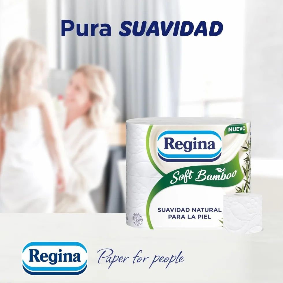 Regina Soft Bamboo Papel Higiénico 3 Capas 160 Hojas Fibras de Bambú Certificación FSC