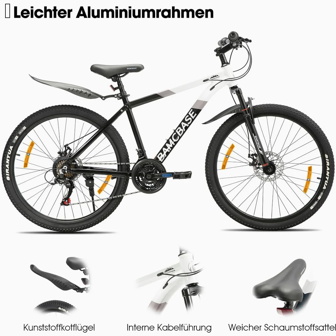 HILAND Rockford Bicicleta de Montaña 26" 27,5" MTB Hombre & Mujer, 21 Velocidades con Frenos de Disco, Cuadro de Aluminio Hardtail, Bicicleta Unisex para Adultos