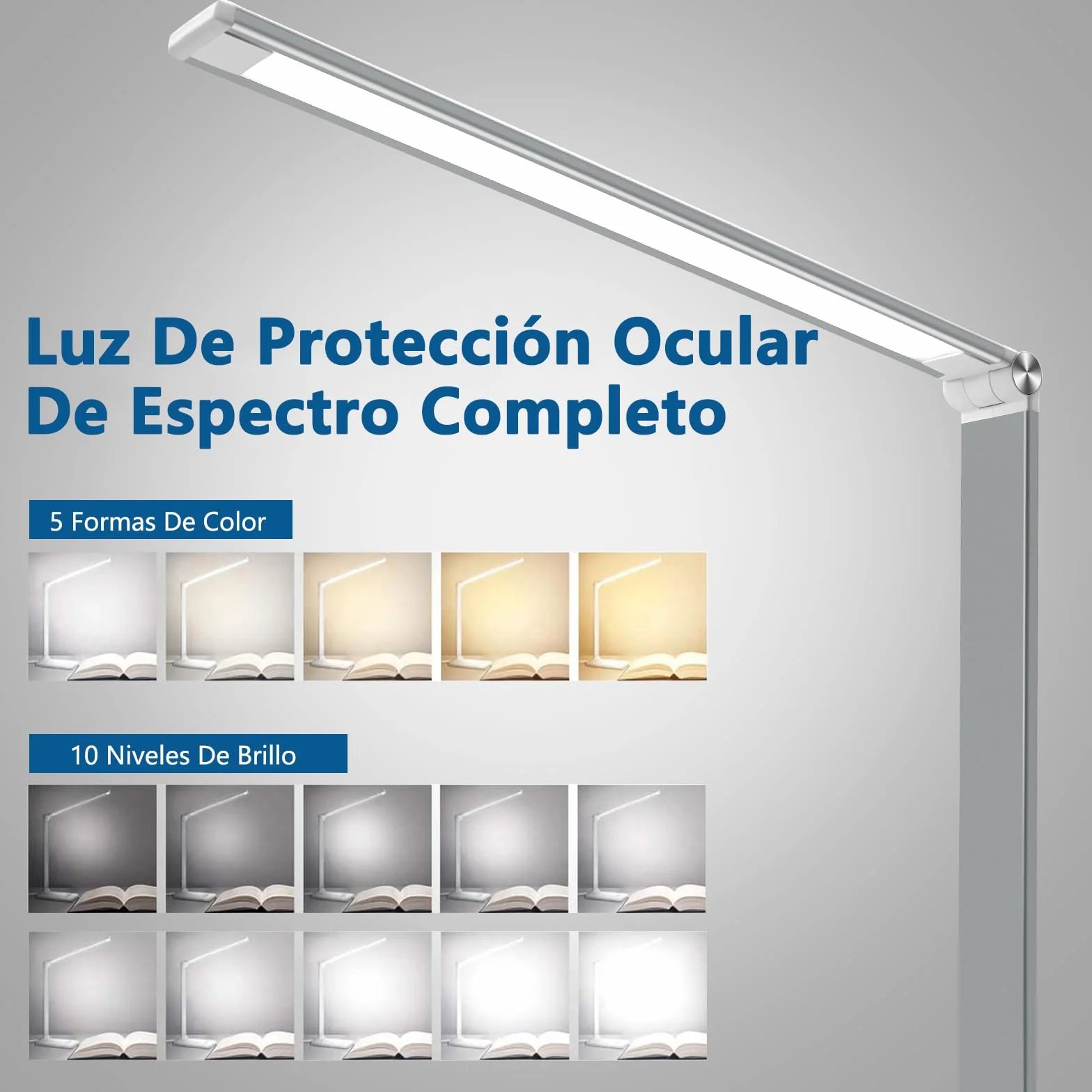 Lámpara Escritorio LED Recargable USB 2000mAh Plegable Control Táctil 5 Modos Brillo 52 SMD