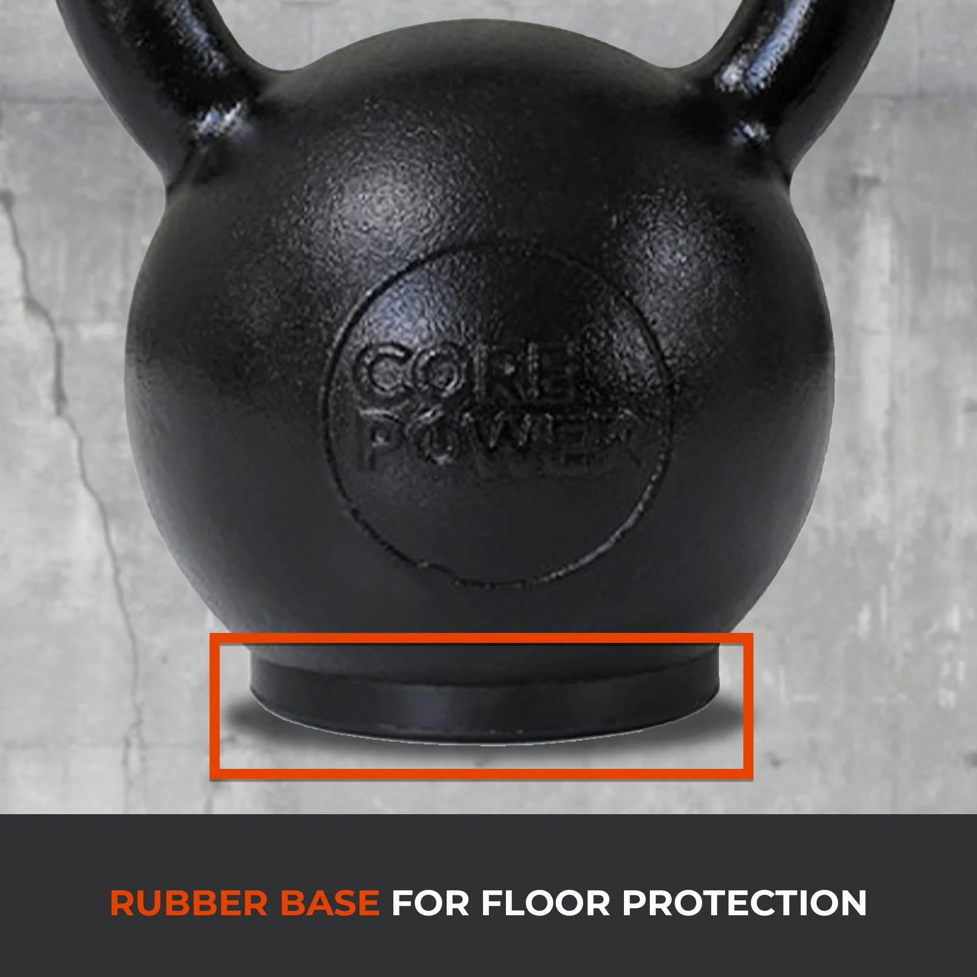 Core-Power Cast Iron Kettlebell 32kg | Kettlebell de Hierro Fundido 4-32kg Gimnasio, Fitness y Crossfit | Huella de Goma para Proteger el Suelo