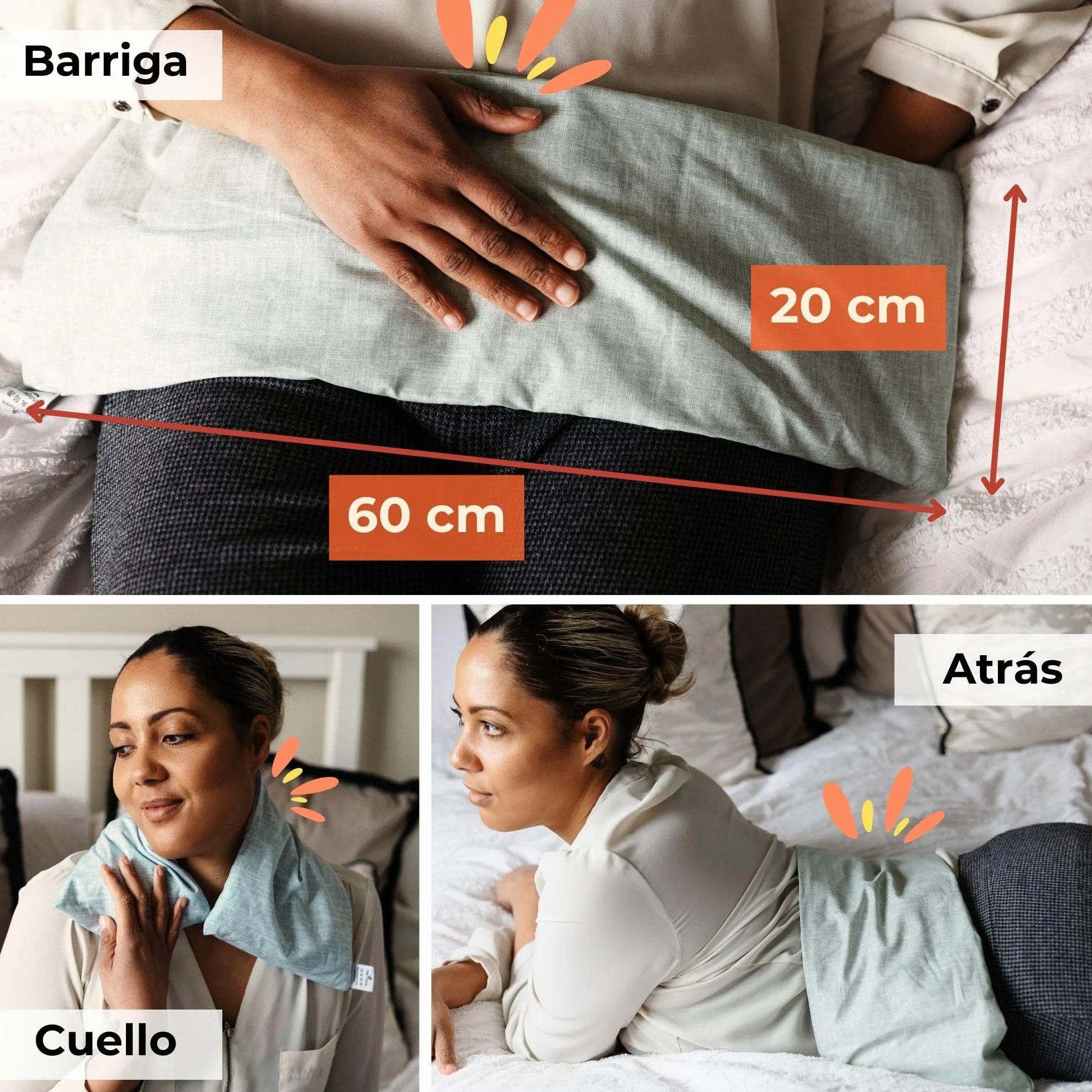 Saco Termico Semillas Huesos Cereza 60x20 cm XXL OEKO TEX Gris N