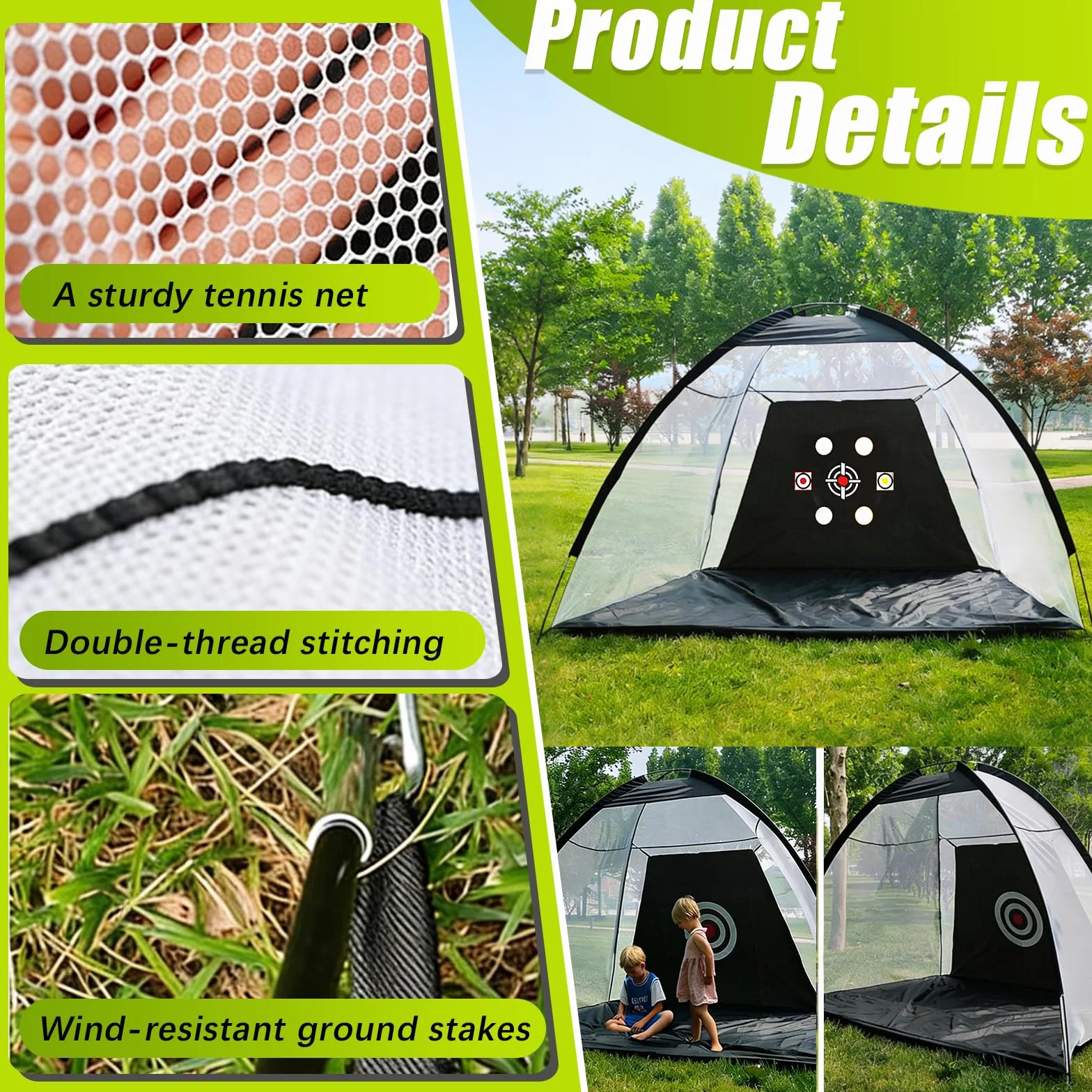 Red de Práctica de Golf, 300 x 200 cm Red de Práctica de Swing de para Interiores y Exteriores con Esterilla de Césped Pelotas de Golf Tees Saco de Arena Ganchos Mostrador y Bolsa de Transporte