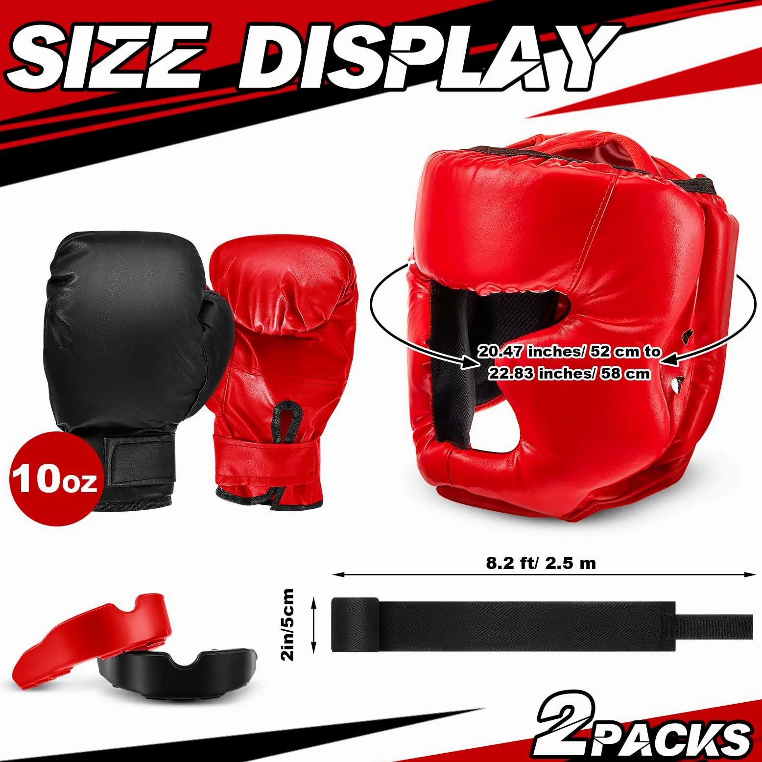 Kanayu Juego de 12 piezas de equipo de boxeo para principiantes de 6 a 18 años, incluyendo casco de boxeo y guantes, vendas de mano, protectores bucales deportivos, equipo de entrenamiento de