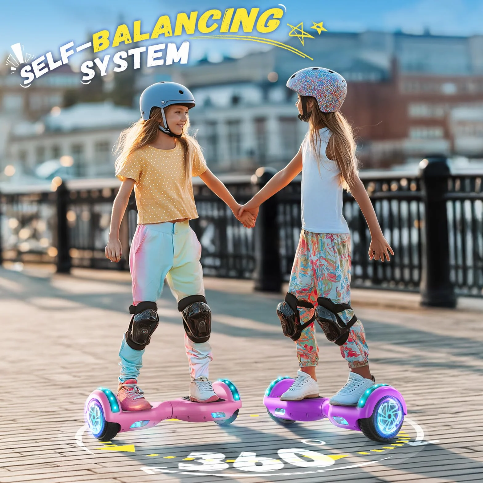 SISIGAD 6,5 pouces Scooter auto-équilibré avec haut-parleur Bluetooth et éclairage LED