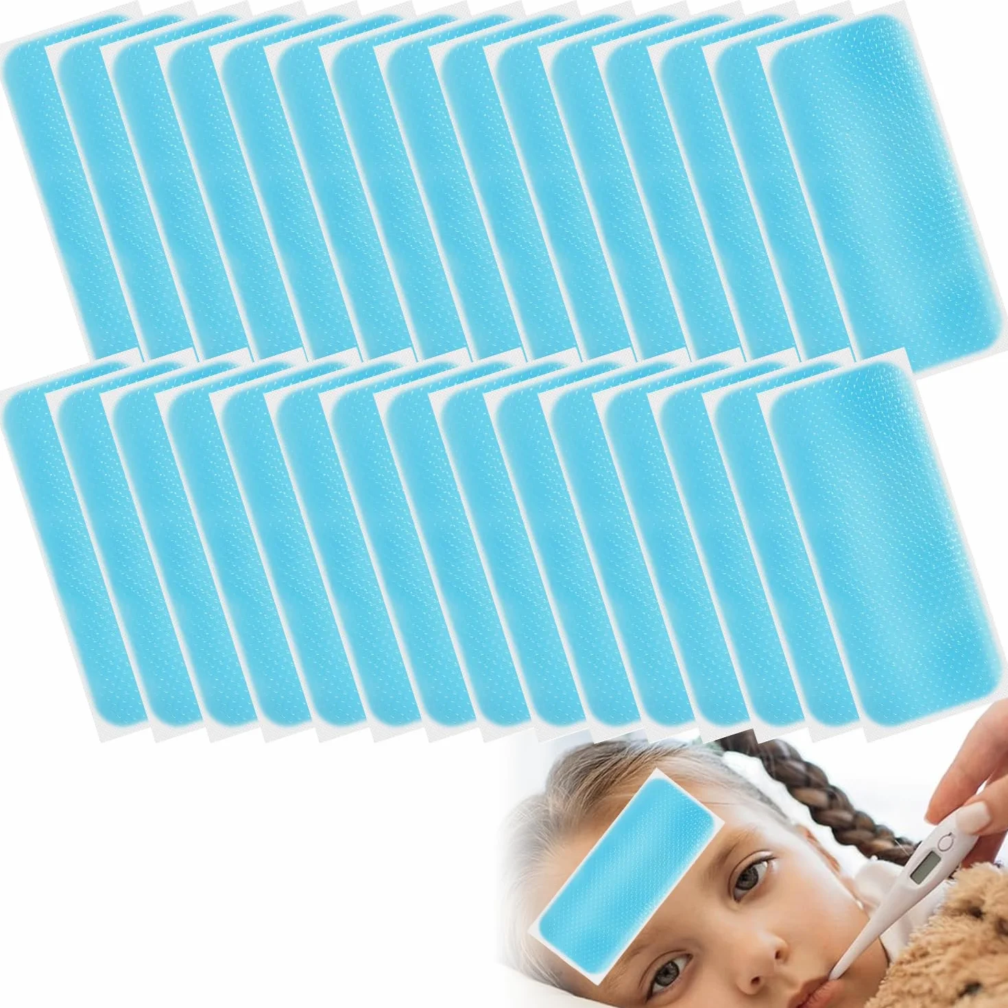 Parches Refrescantes para la Fiebre para Niños, Tiras para la Frente, Almohadillas de Gel Refrescante