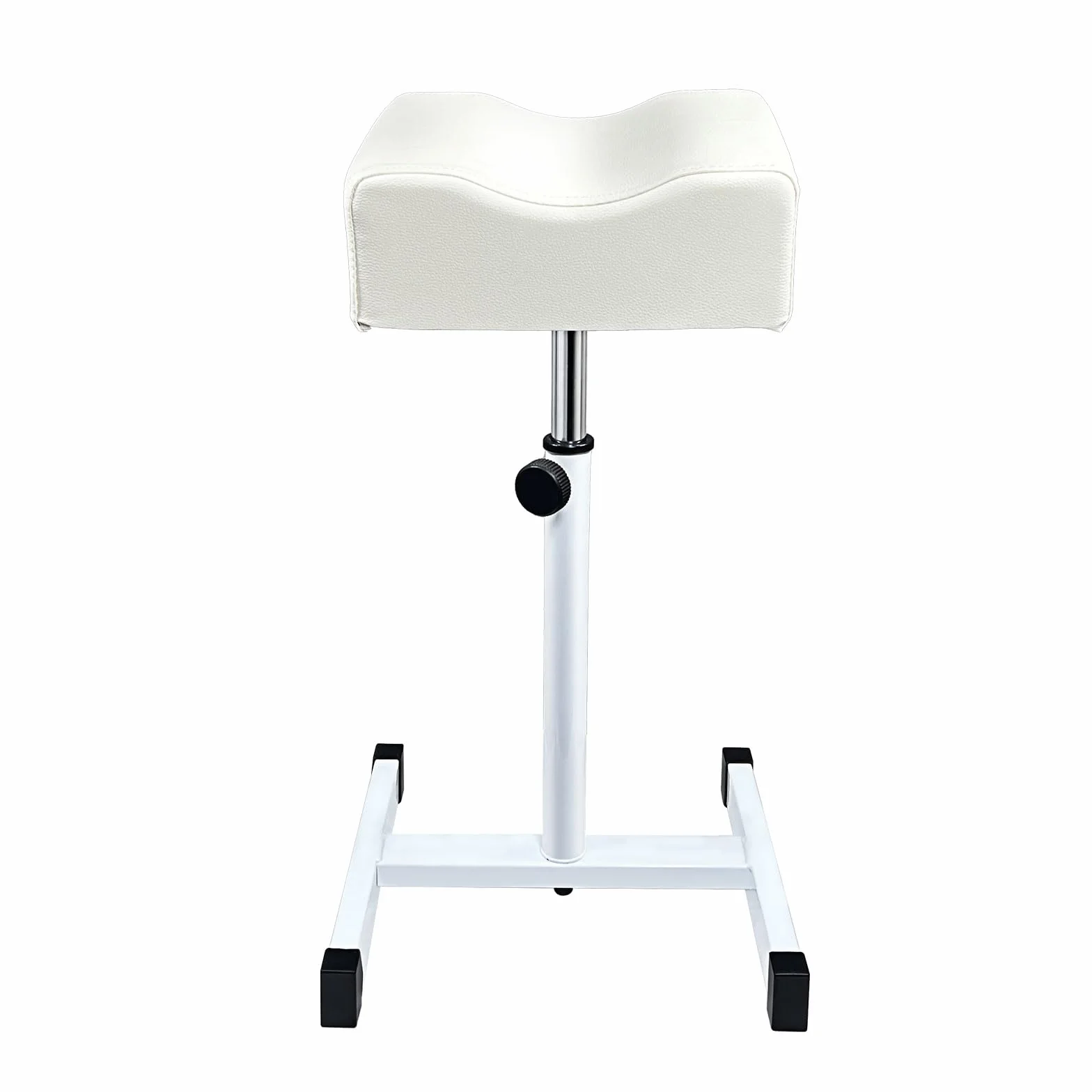 Taburete de pedicura ajustable en altura para salón de uñas, blanco