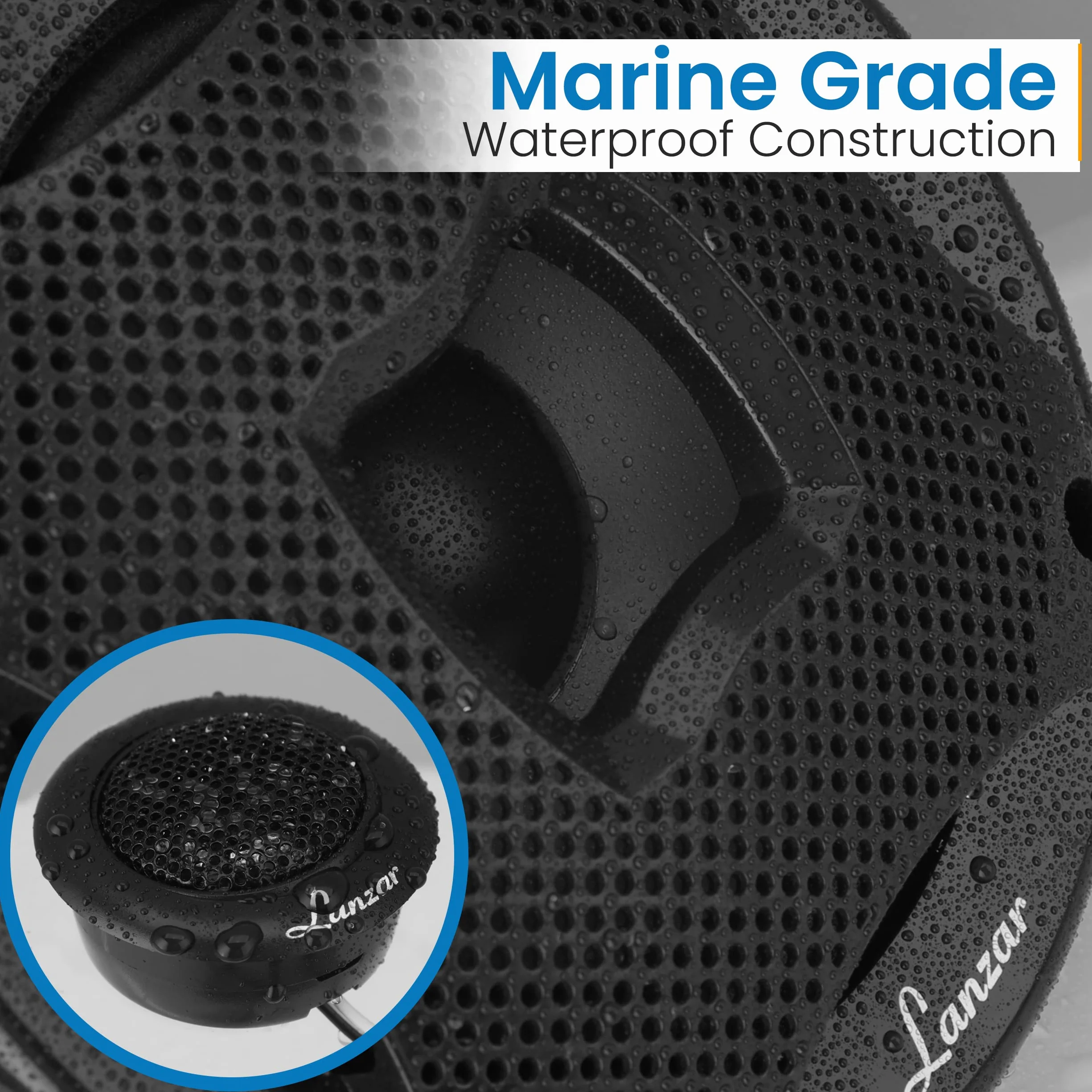 Sistema de altavoces marinos de dos vías, un par de altavoces de componentes marinos de 6.5 pulgadas, potencia máxima de 450 vatios con impedancia de 4 ohmios, impermeable, capacidad de montaje