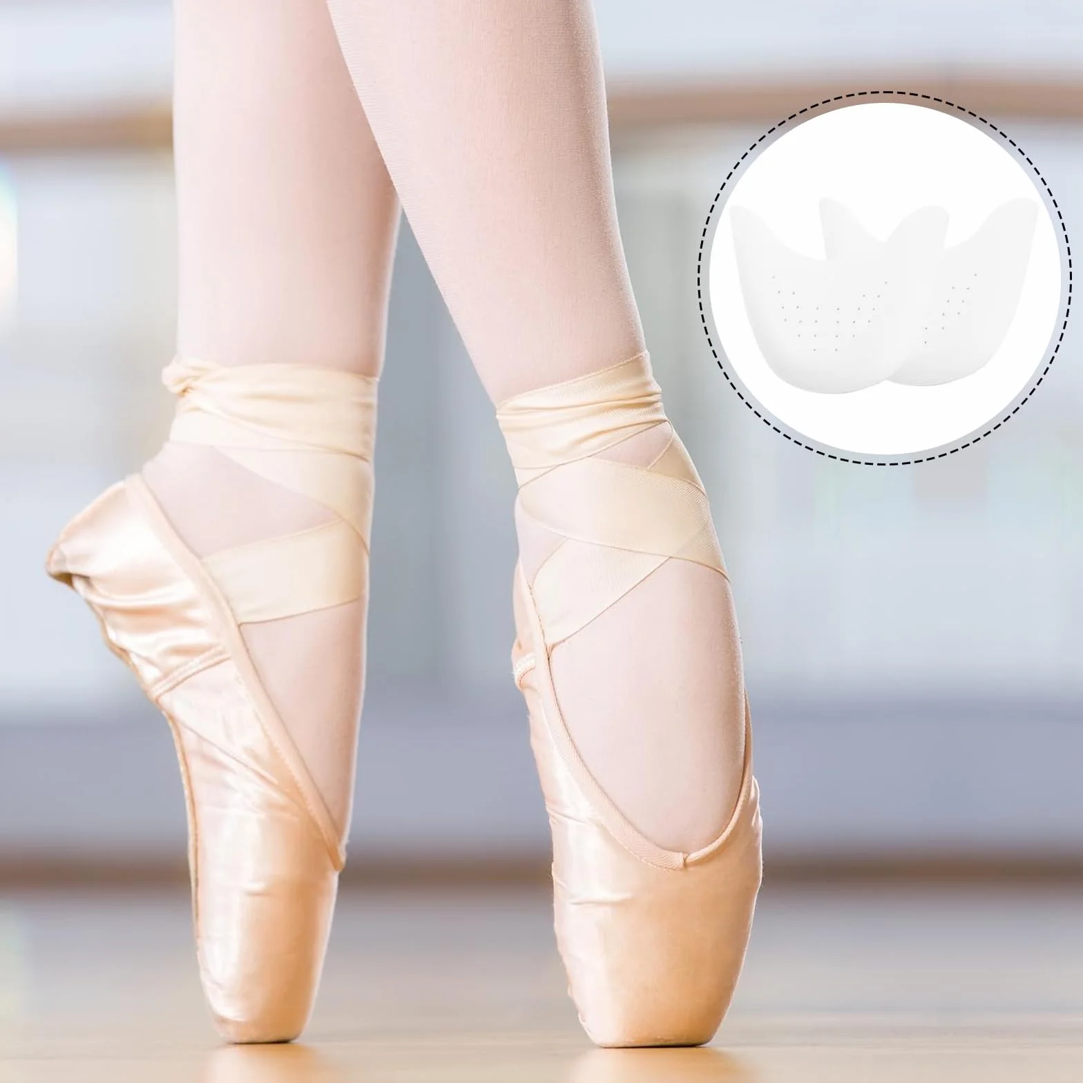 Protector Dedos Pies Silicona Suave con Agujero Transpirable para Ballet Tacones 4 Pares Blanco
