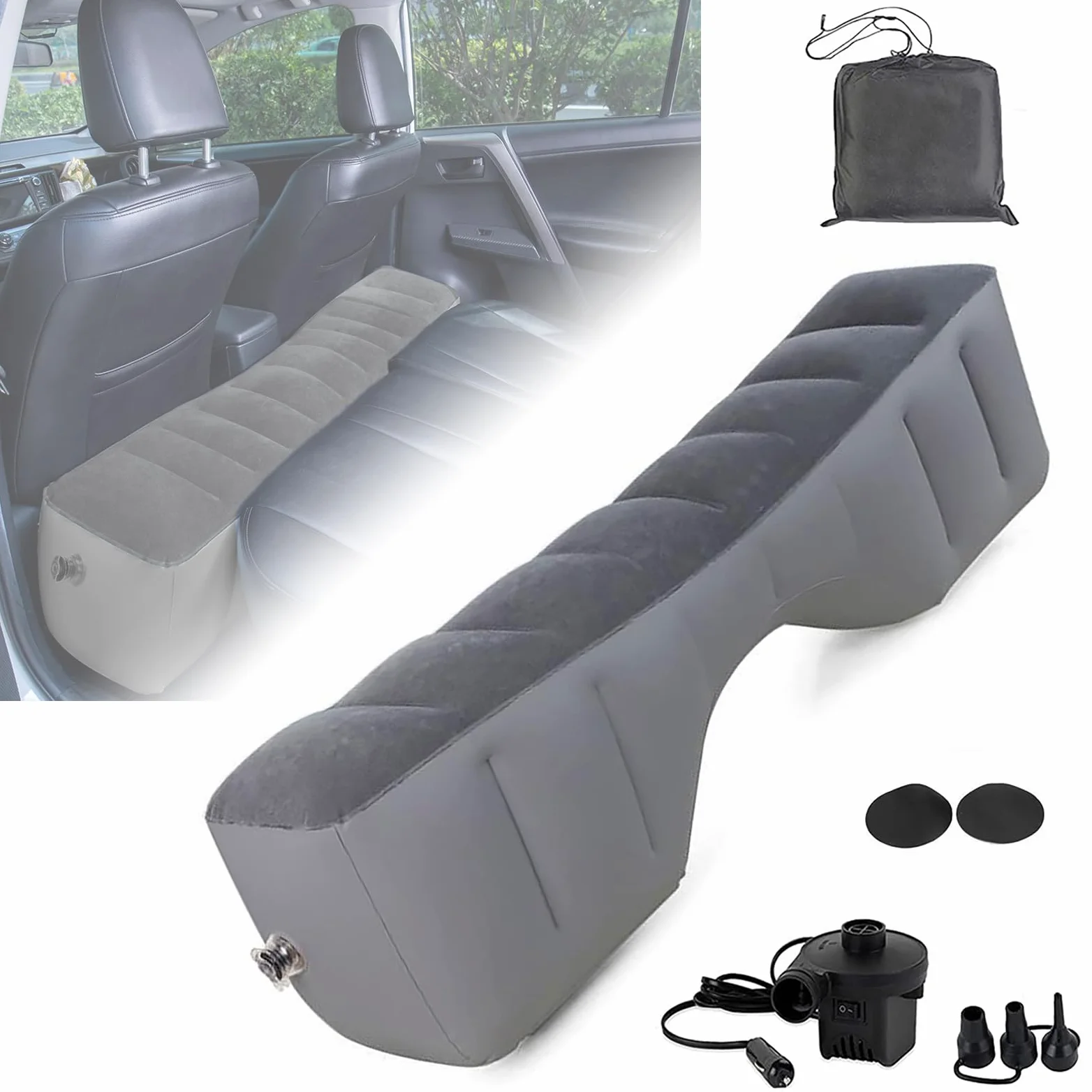 Colchón Coche Hinchable con Bomba de Aire Eléctrica para Viajes y Camping