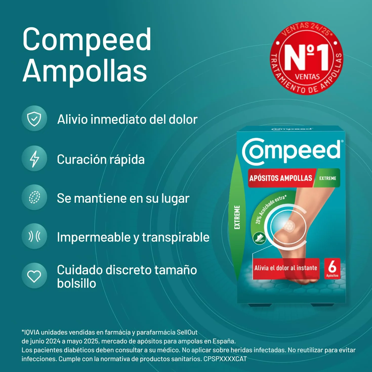 COMPEED Ampollas Extreme Protección Acolchada Contra Rozaduras Pack 12 uds