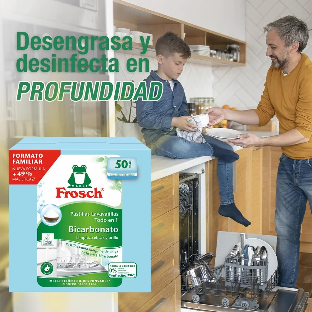 Frosch Pastillas Lavavajillas Todo en 1 con Bicarbonato 50 Dosis 0.2 kg