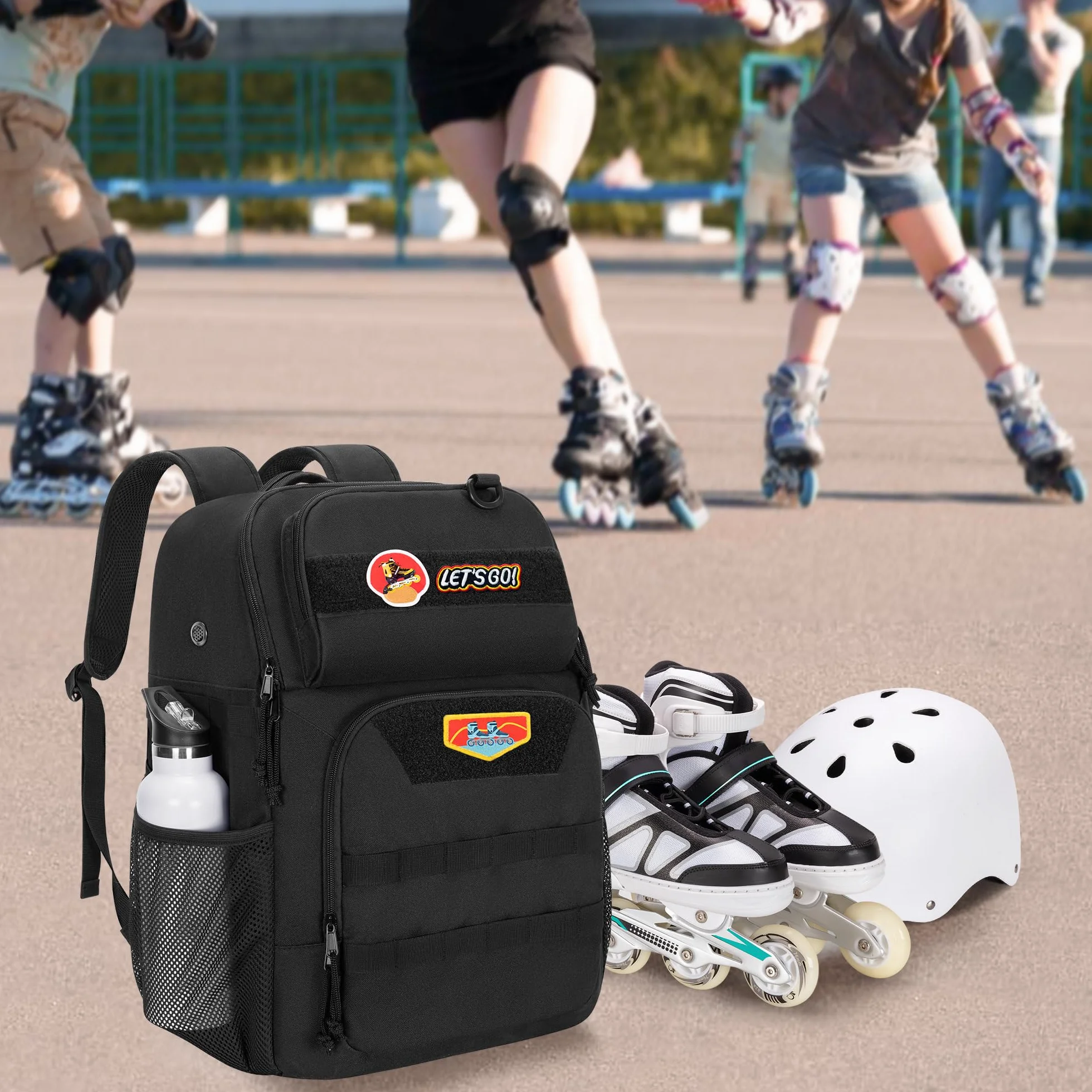 GOBUROS Bolsa para Patines, Color Negro, Talla hasta 13 US