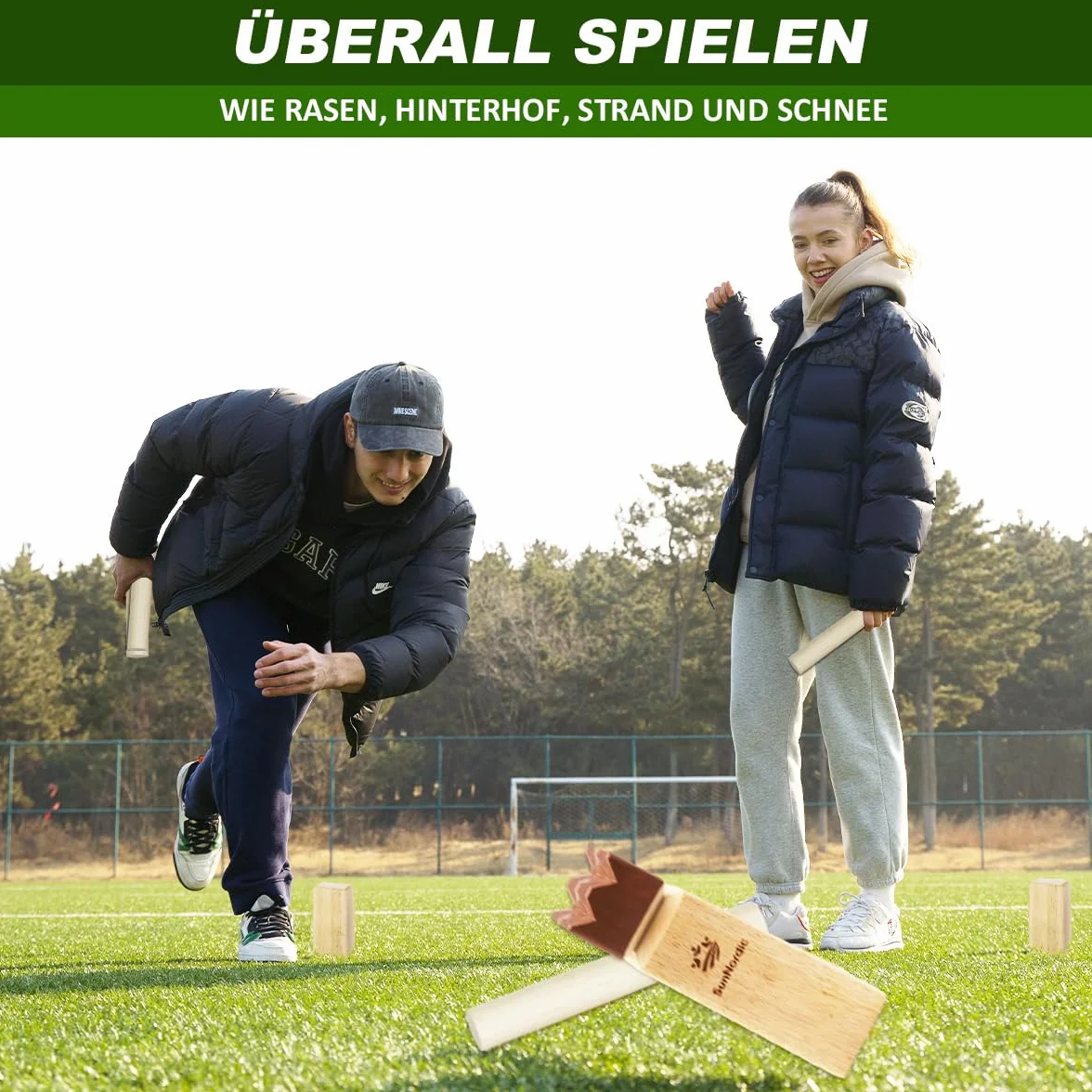 SunNordic Kubb Juego de Lanzamiento Vikingo, Juego de ajedrez Sueco Hecho de Madera de Caucho de, Incluye Bolsa de Lona e Instrucciones de Juego, Juego Robusto de Kubb Yard para niños y