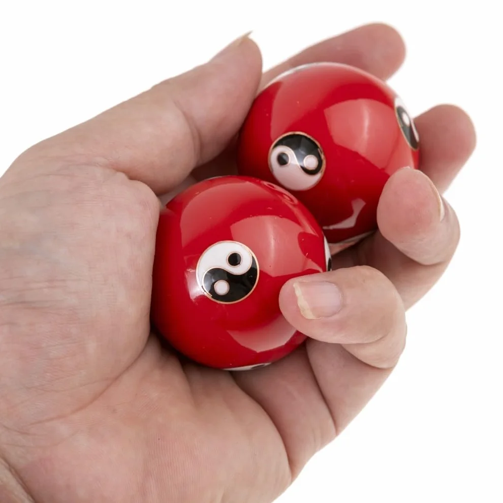 Caja de Bolas Qi Gong Yin Yang - Bolas Chinas antiestrés Esmalte ⌀ 40 mm - Regalo Zen - Rojo