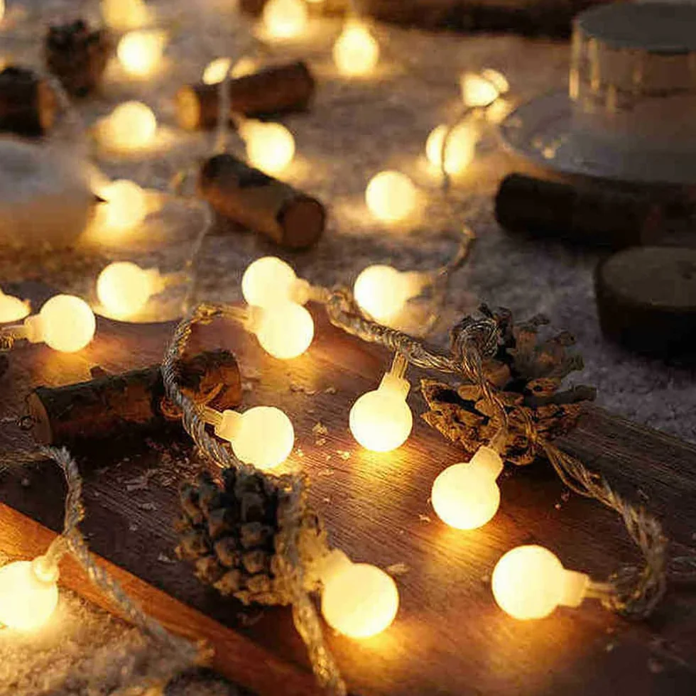 Guirnalda de luces de bola 80 bolas 10 m globo de luz blanco cálido para interior exterior jardín decoración Navidad