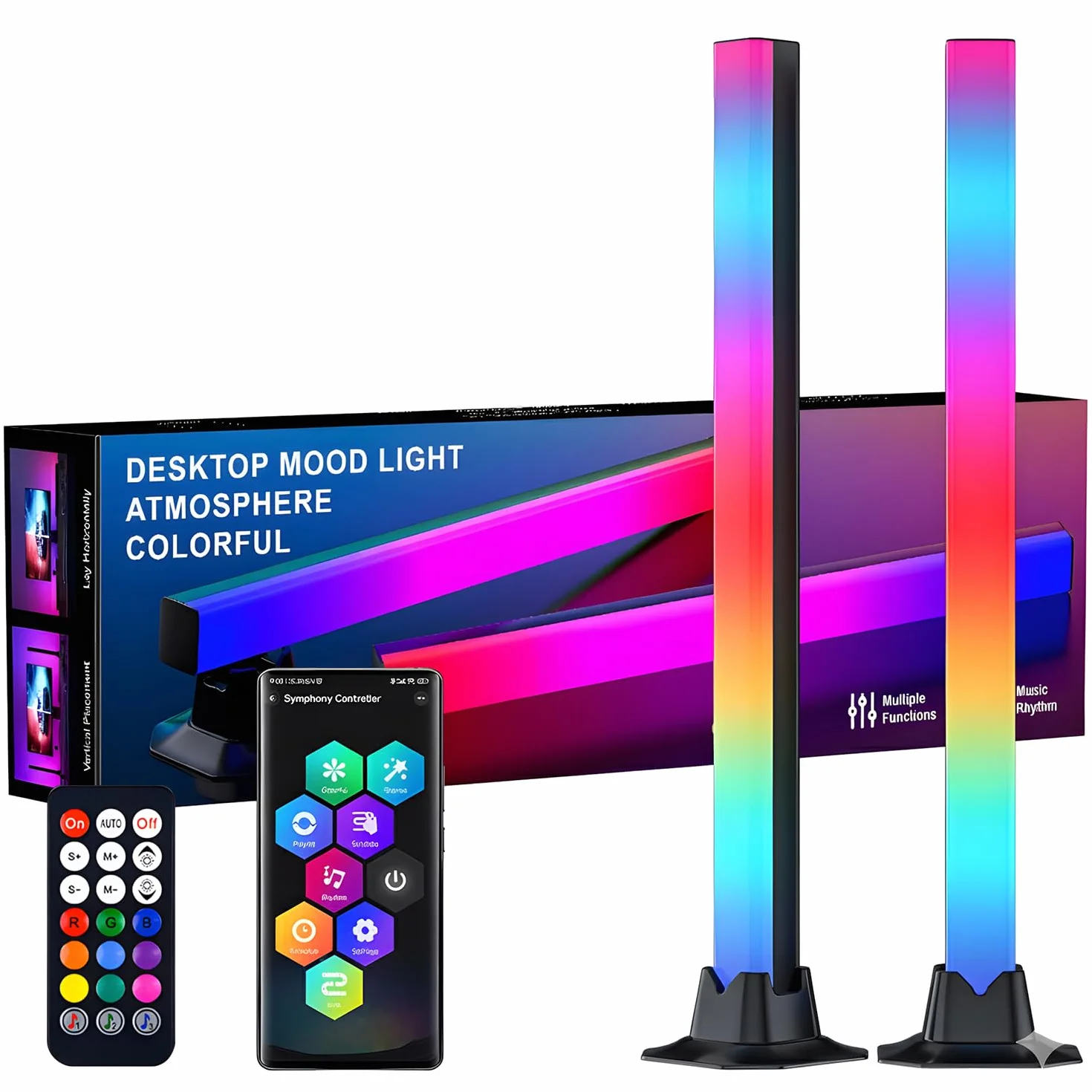 Barra de Luz LED RGBIC 42 cm, Lámpara Gaming USB con App Bluetooth, Iluminación 270° y Sincronización Musical