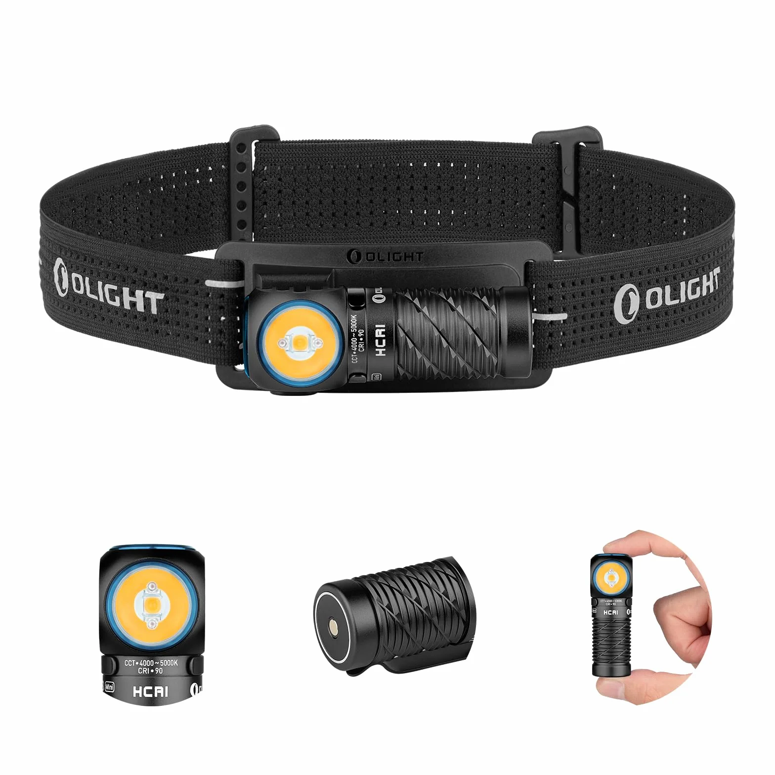 OLIGHT Perun 3 Mini linterna frontal LED de 1200 lúmenes, linterna frontal recargable con opción de luz roja, ideal para camping, trabajo, reparaciones y al aire libre (HCRI negro)