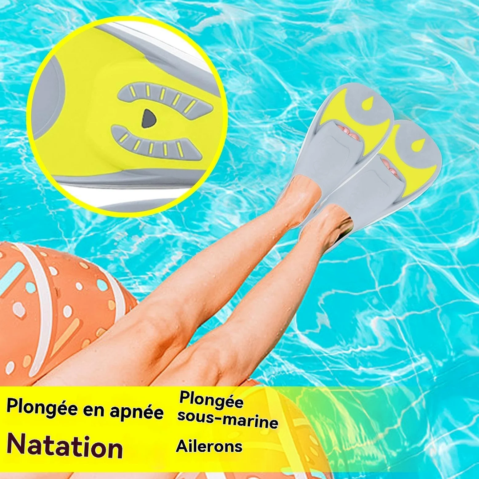 Aletas De Buceo Con Snorkel - Equipo De Buceo Ergonómico PP Tacón Ligero Cubierto De Palma Corta Cómodo Anti-fatiga Rendimiento De Viaje Boost Aletas De Buceo | Para Natación, L