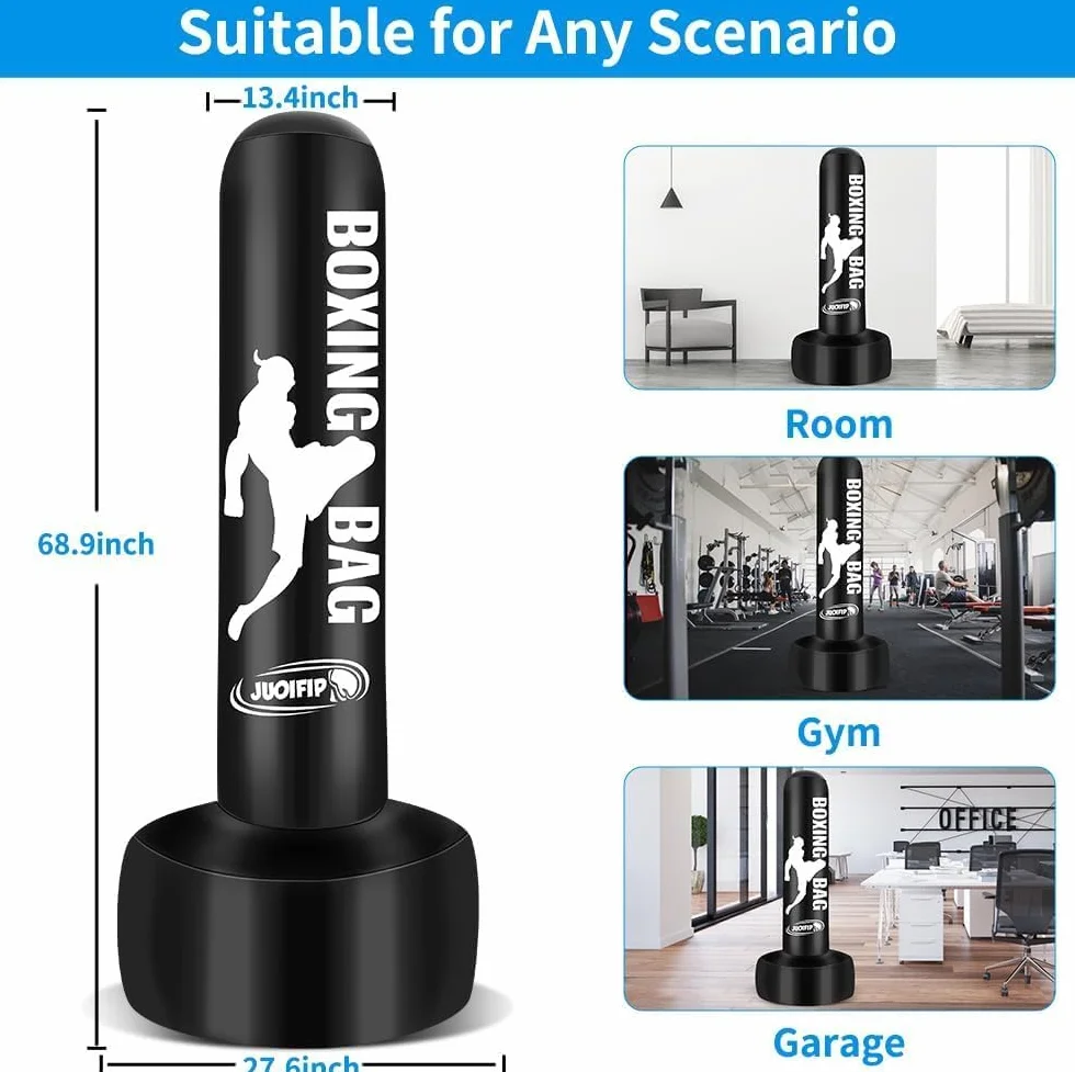 180cm Pesado Saco de Boxeo Adultos, Freestanding Saco de Boxeo Inflable Kickboxing Bolsa para Entrenamiento MMA Muay Thai Fitness