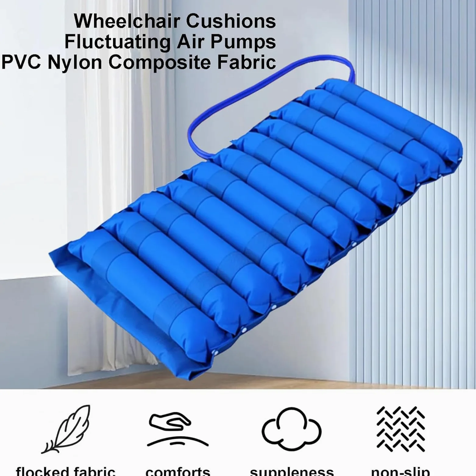 Cojín Inflable Para Silla De Ruedas, Colchón De Aire De Presión Alterna Con Bomba Eléctrica De Presión Variable Y 11 Bandas De Gas, Impermeable Y Ultrasilencioso, Para La Circulación Sanguínea.