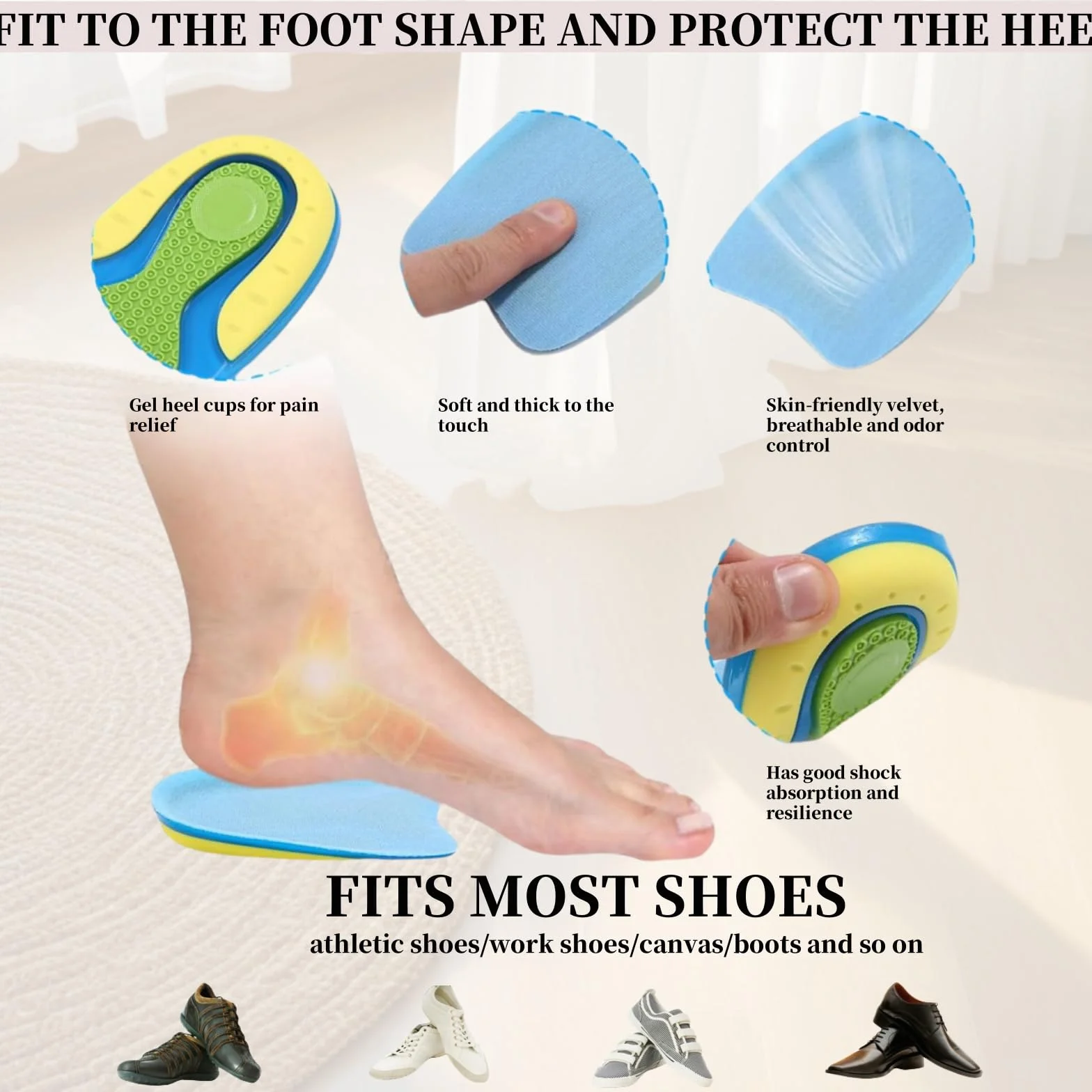 Taloneras Fascitis Plantar 3 Pares Silicona Gel Ortopedia para Zapatos