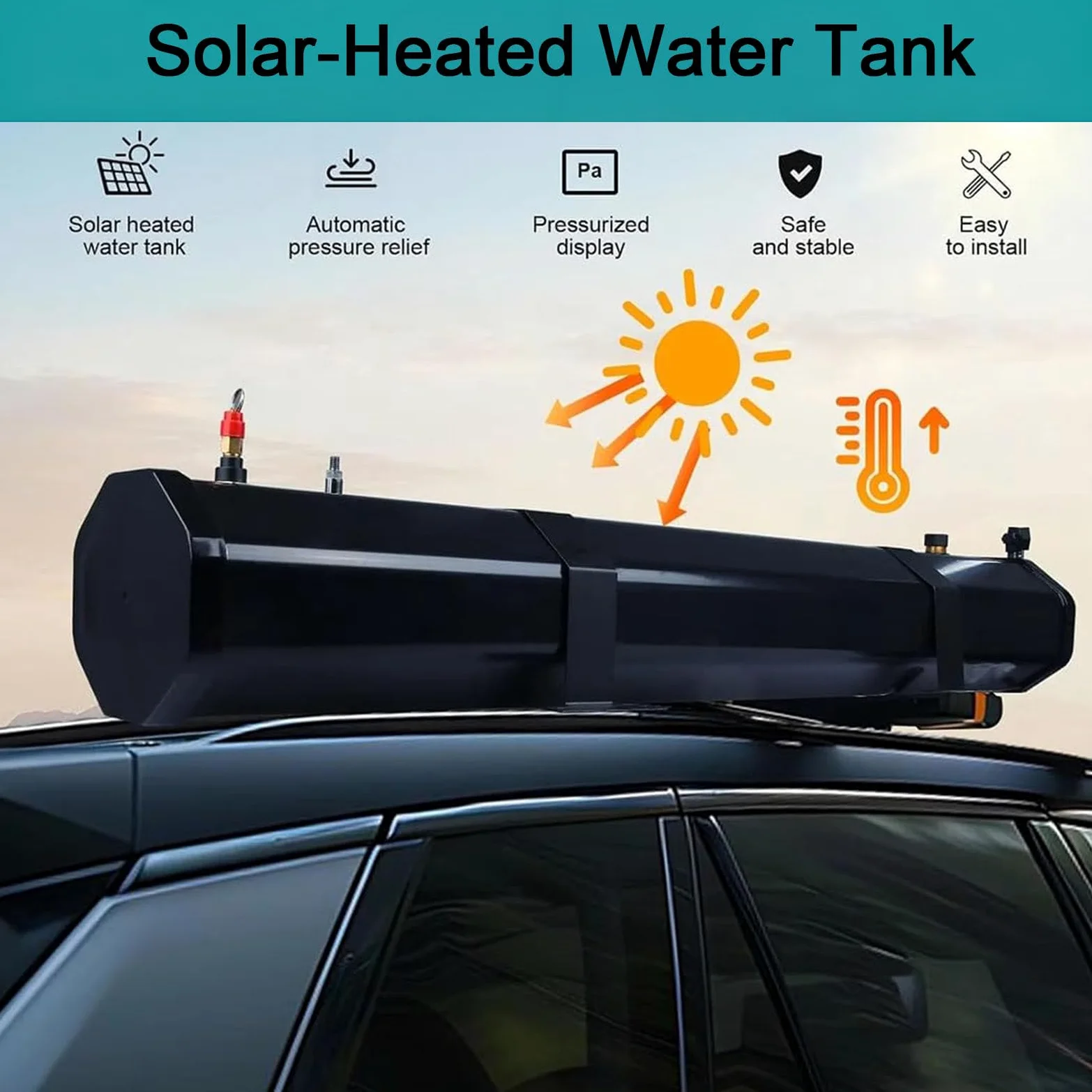 Depósito de agua presurizado portátil para duchas de camping y lavado de vehículos, compatible con uso terrestre y fuera de la red