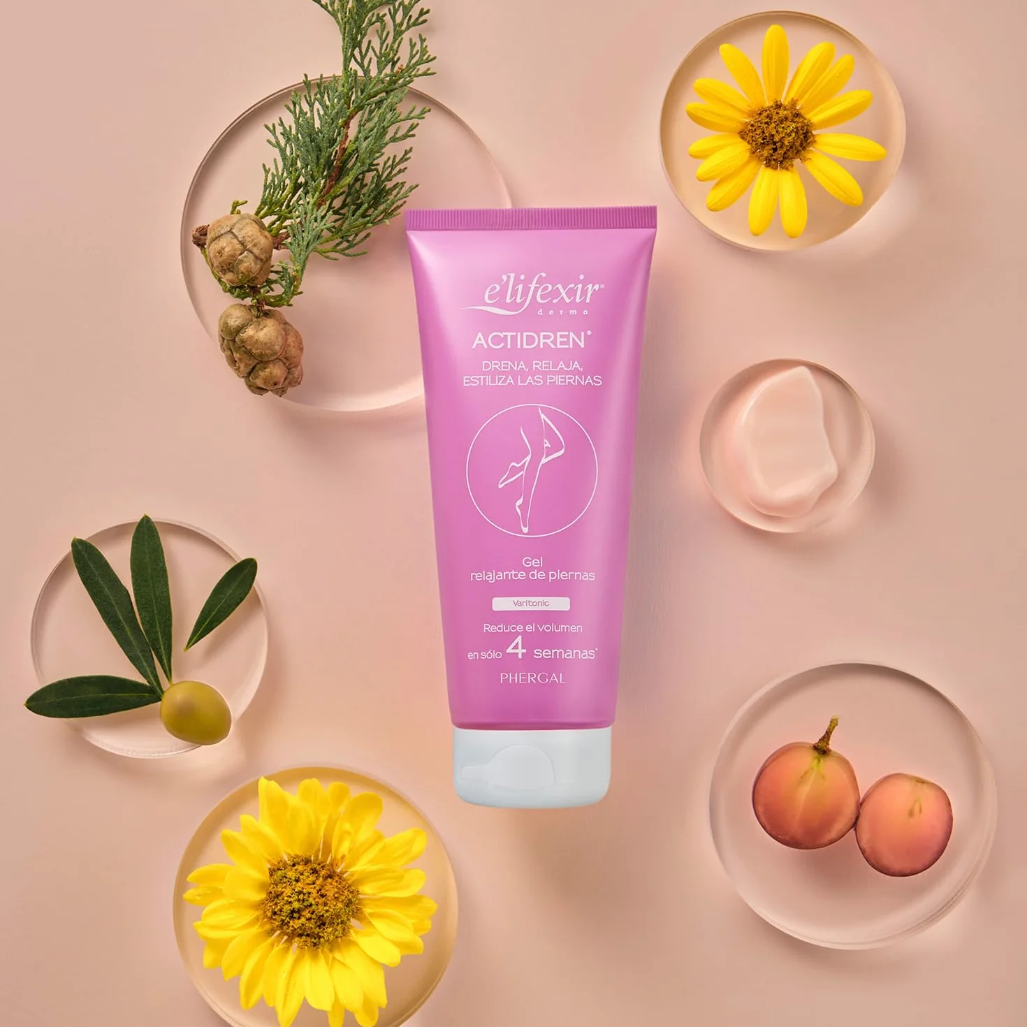 E'LIFEXIR Actidren Gel Relajante de Piernas 200 ml Drena Relaja Estiliza Mejora Circulación Reduce Volumen Tobillos Hinchados