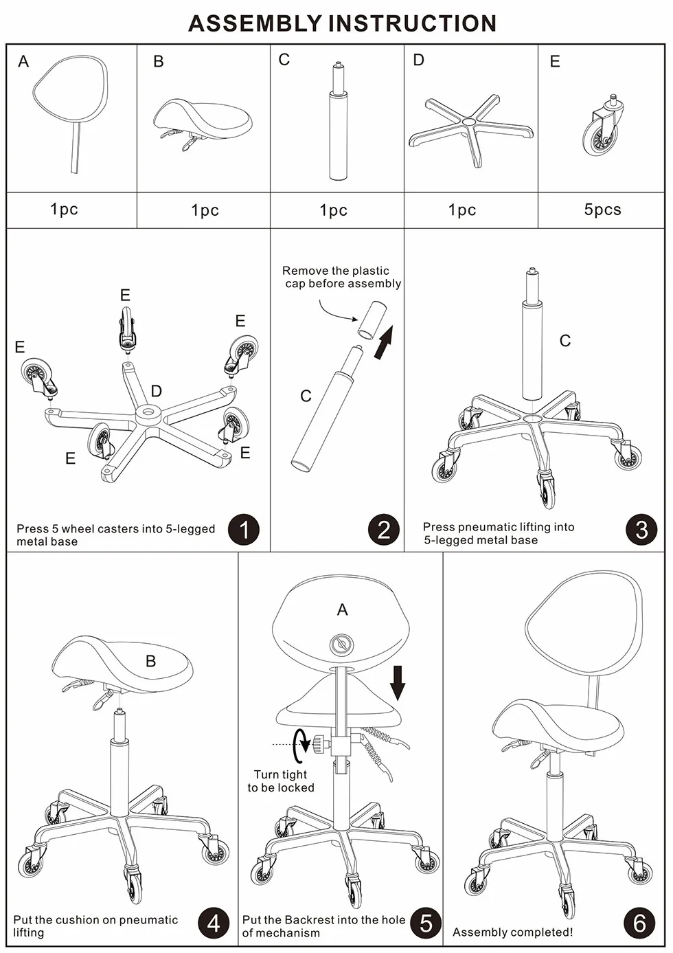 Taburete hidráulico giratorio con soporte dorsal, altura ajustable, 204 kg para salón de belleza