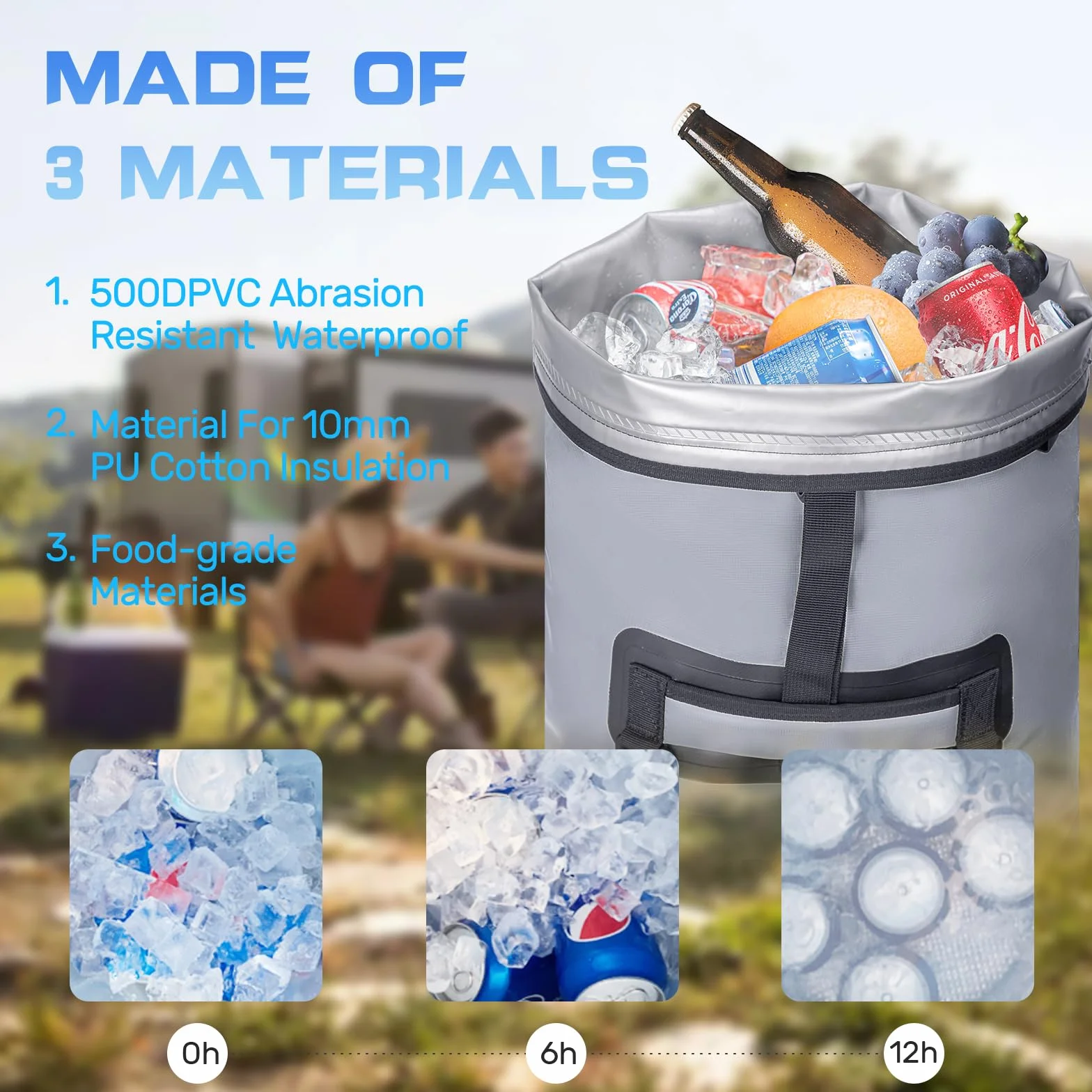 Mochila Nevera Portátil para Playa,Bolsa Térmica Isotérmica Grande 35L para 48 Conservas y Porta Alimentos Mochila Nevera Isotérmica