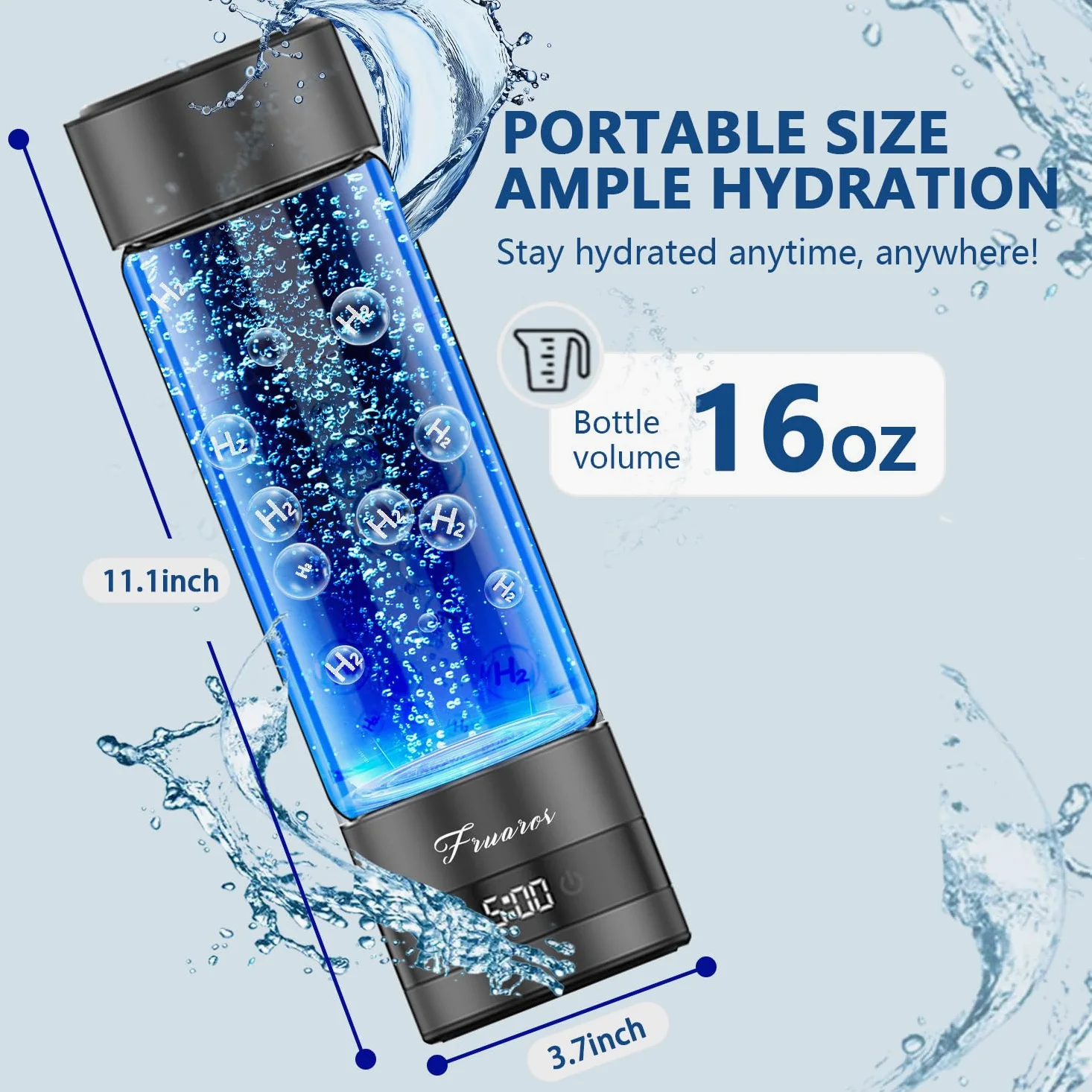 Botella de agua de hidrógeno, generador de botellas de agua de hidrógeno de hasta 6000 PPB, rendimiento atlético portátil y sistema de hidratación, regalo saludable para familiares, amigos, clientes