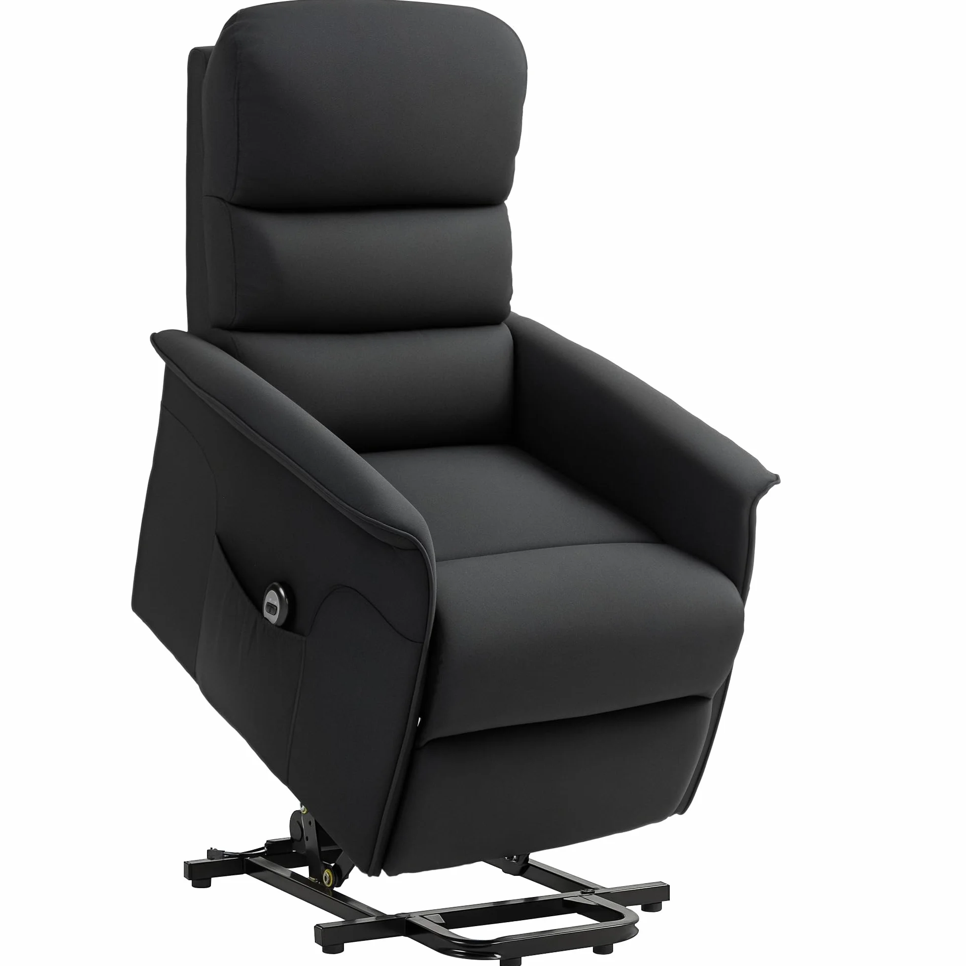 HOMCOM Sillón Relax Reclinable Eléctrico Levanta Personas, Sillón Elevador con Control Remoto, Reposapiés, Tapizado en Lino, Negro