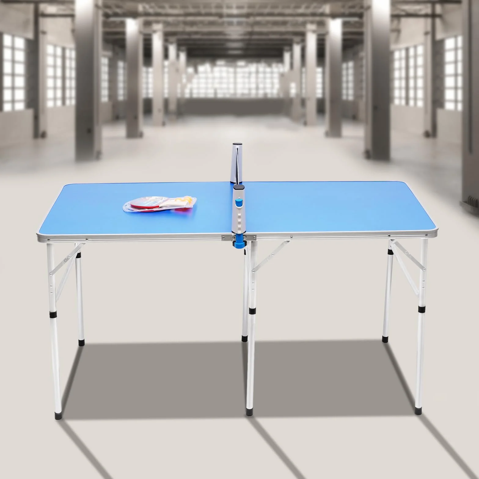 Mesa de ping pong plegable de aluminio MDF, estable y ahorra espacio, mesa de ping pong multifuncional para interior y exterior para familia, niños, camping en casa