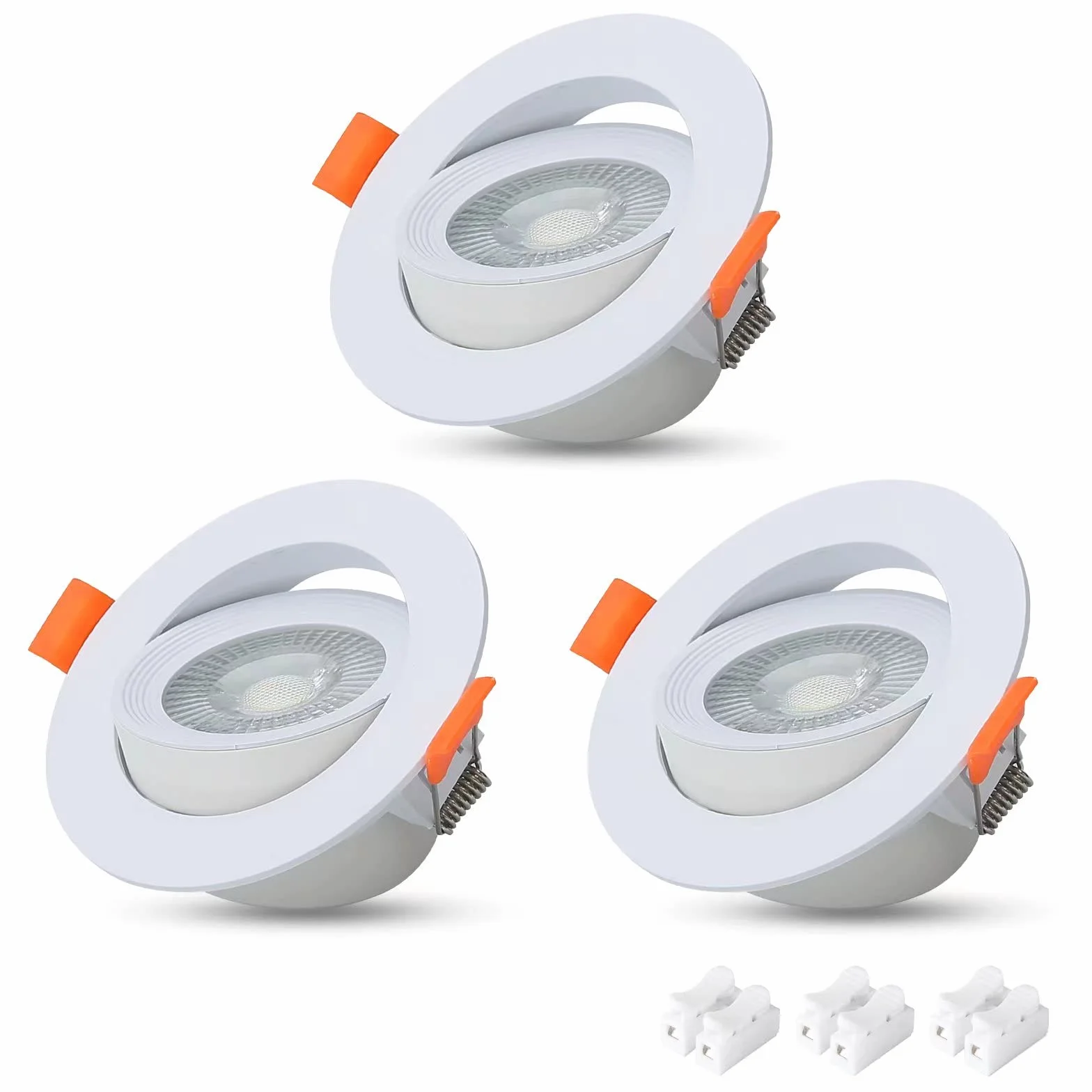 LED Focos Empotrables 7W 650LM 6500K Blanco Frío AC 220-240V Downlight Redondo Extraplano Ángulo Rotable 40° 3 Pack