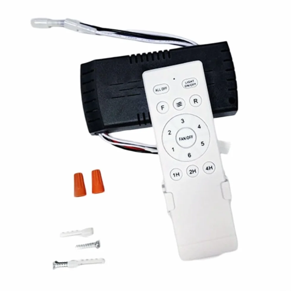 Kit de control remoto para ventilador de techo, 6 velocidades, compatible con 90-265 V, blanco