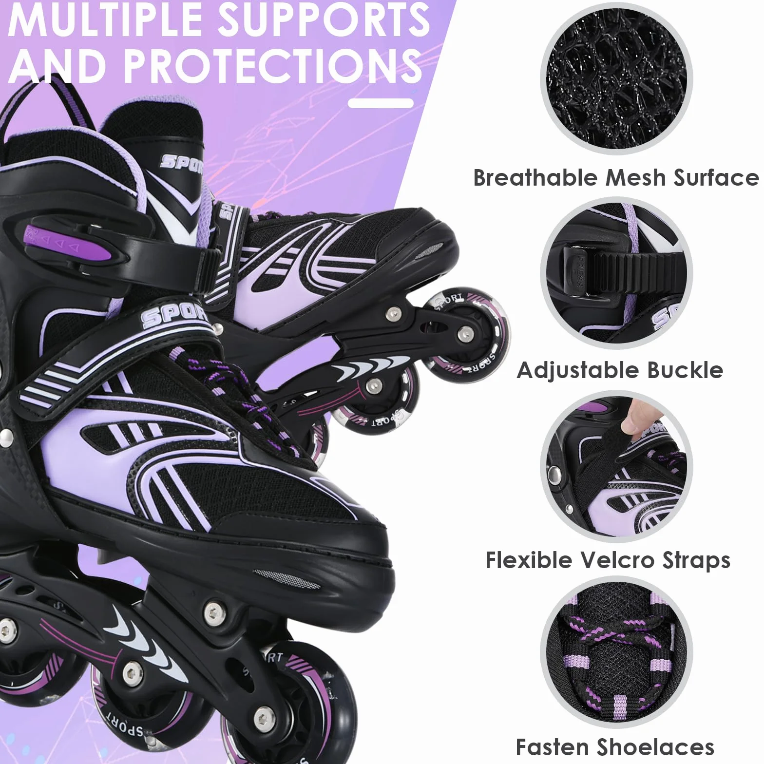 TOMSHOO Patines en Línea Ajustables para Niña Niños, Patines 4 Ruedas LED Iluminadas, Patines Línea para Niños, Niñas, Adolescentes Principiantes