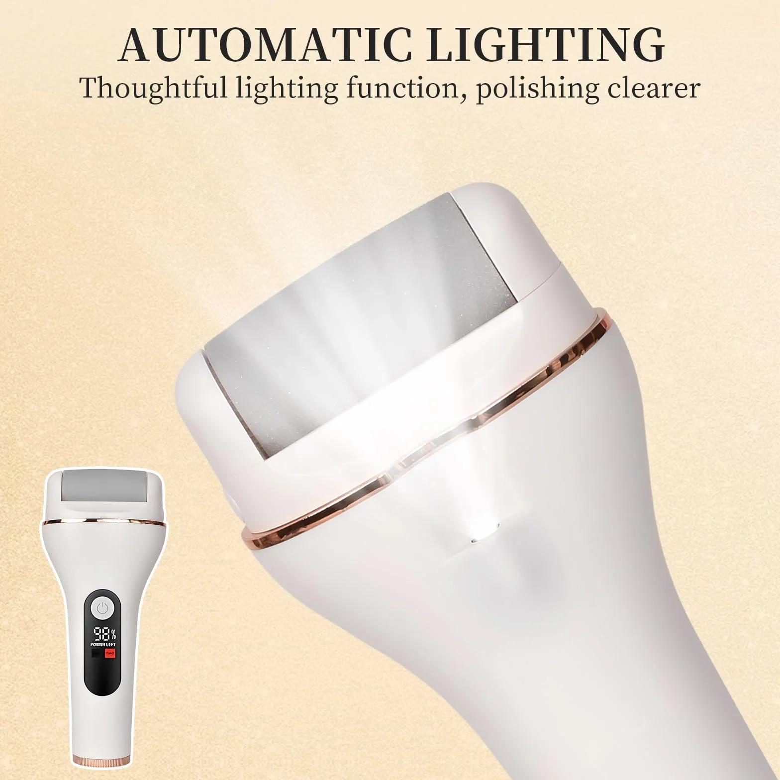 Lima Eléctrica para Callos Profesional, IPX7 Impermeable, 2 Velocidades Ajustables, Recargable USB con LED