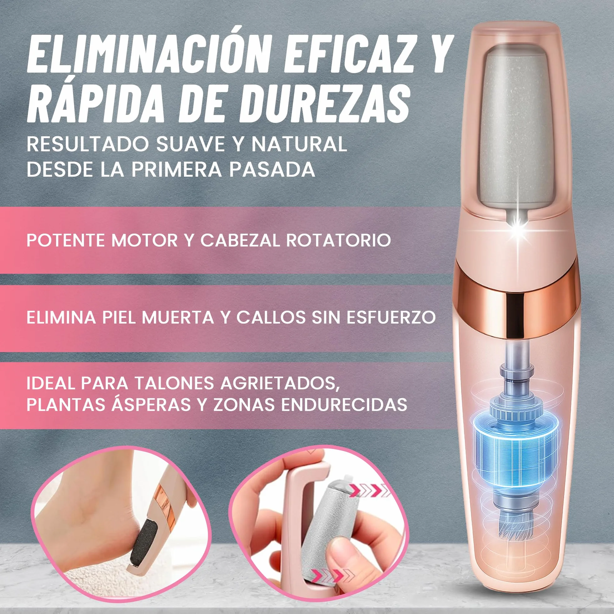 Lima Electrica Pies Durezas - Quita Durezas Recargable con Luz Integrada