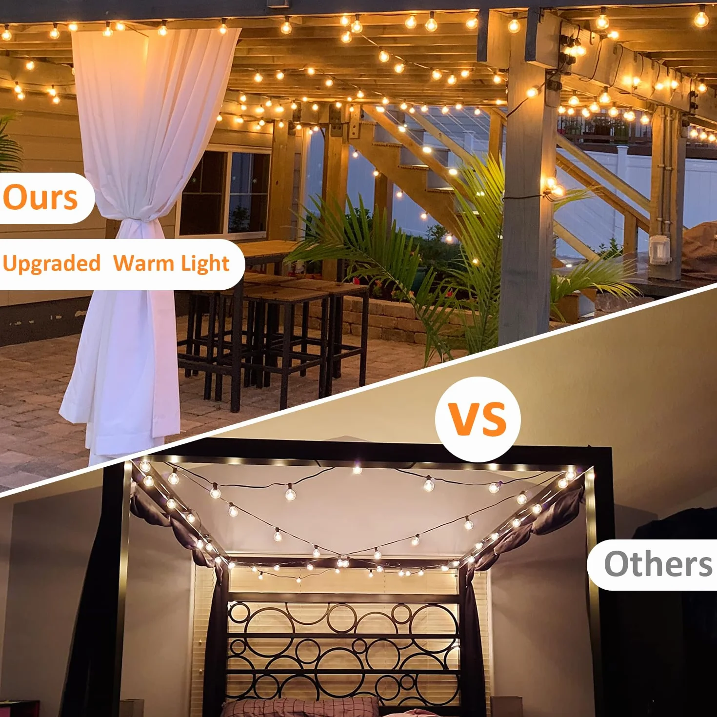 GLUROO 30M Guirnaldas Luminosas LED Exterior G40 Impermeable 50+2 Bombillas Plástico
