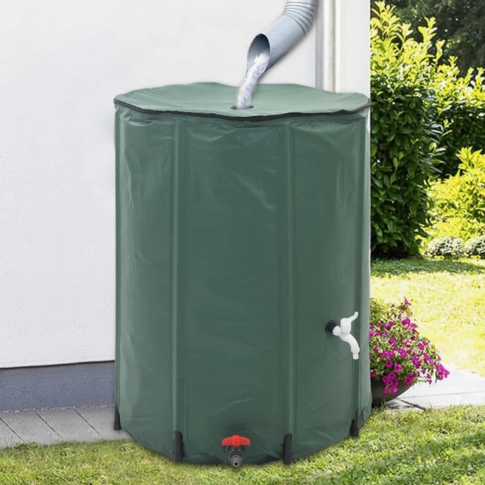 Depósito de agua plegable de 500 L, color verde, PVC, resistente a los rayos UV y a la corrosión, con filtro, para lavar coches, bicicletas, modelo 41222