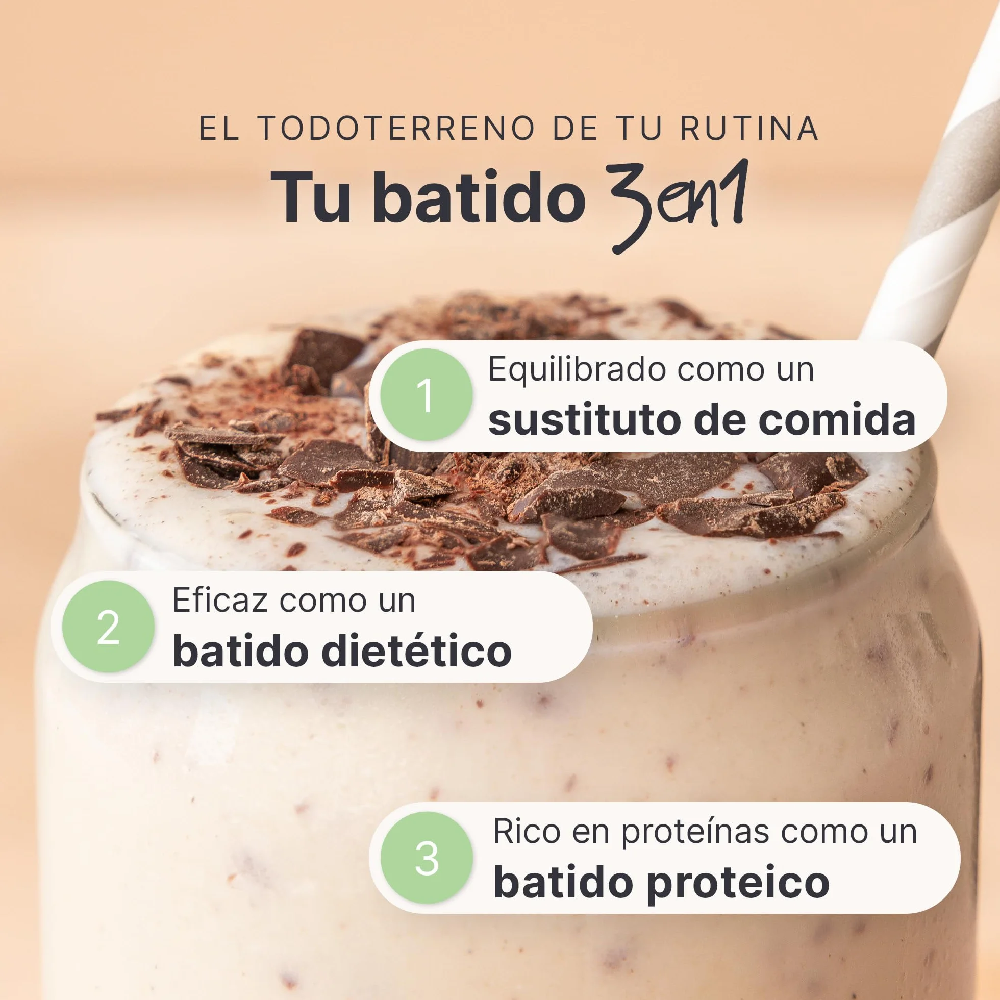 SHEKO Batido Sustitutivo Stracciatella 21 Raciones 378 g Rico en Proteína Bajo en Carbohidratos